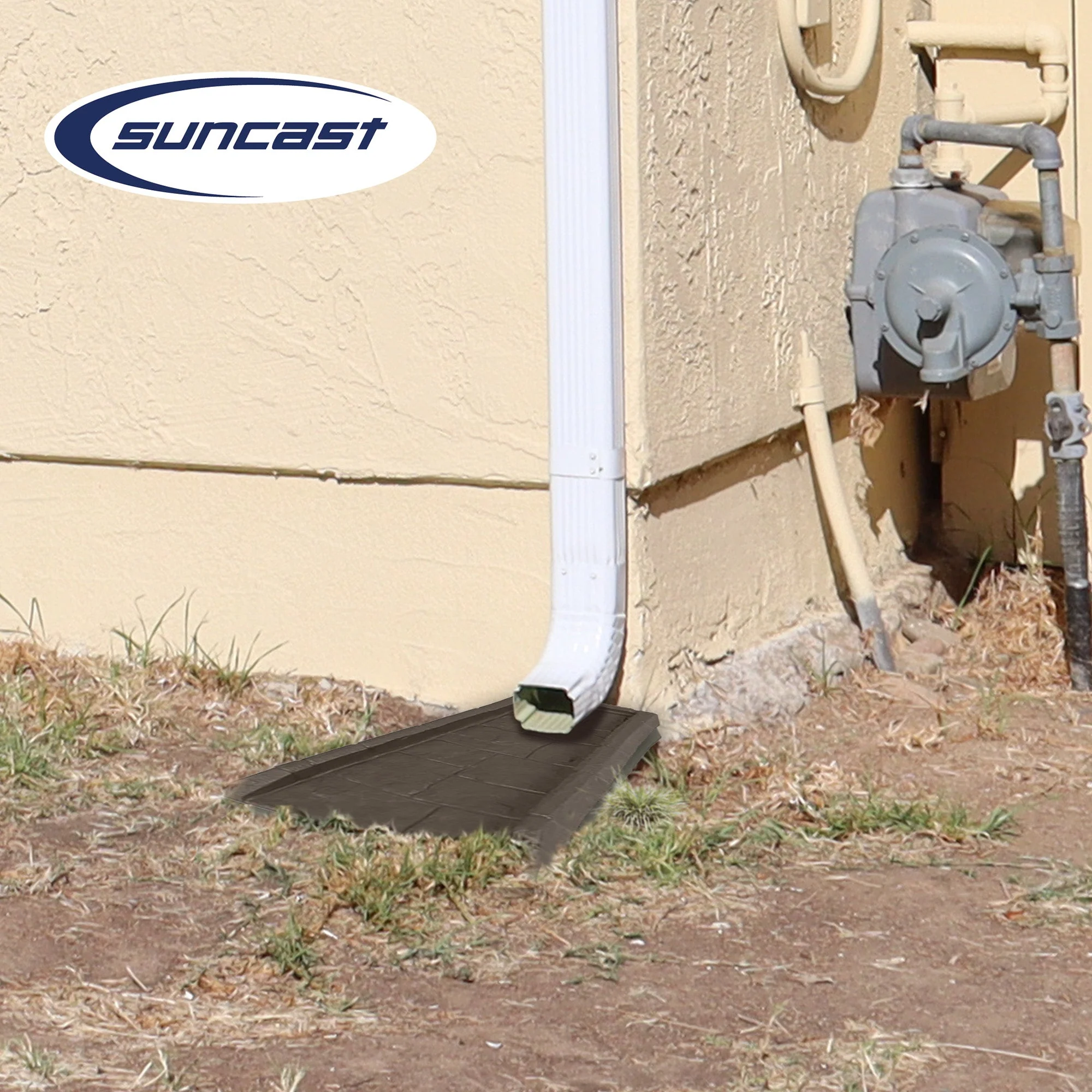 Suncast Outdoor Decorative Rain Gutter Downspout Splash Block, Java (4 Pack) - Image 5