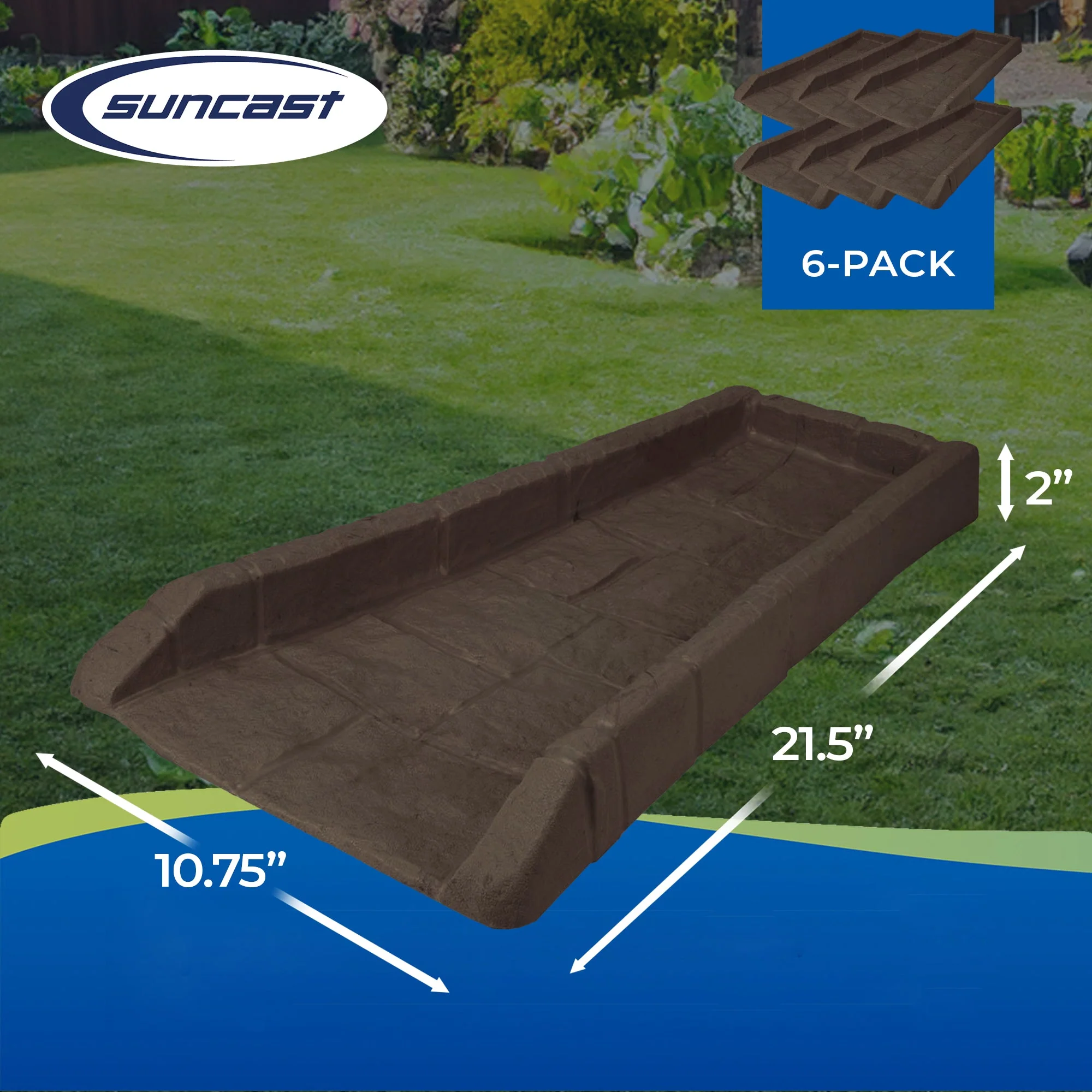 Suncast Outdoor Decorative Rain Gutter Downspout Splash Block, Java (6 Pack) - Image 3