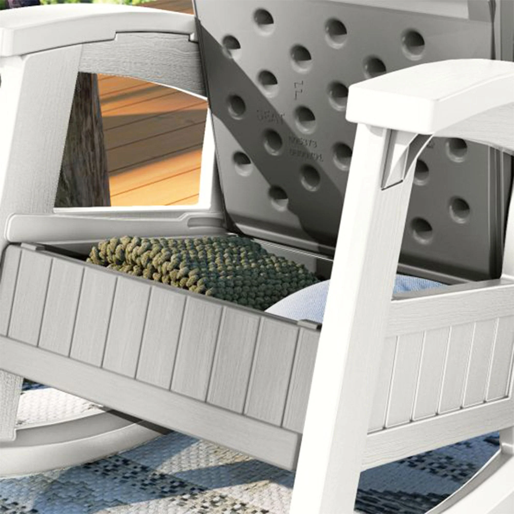 Suncast Outdoor Portable Patio/Porch Rocking Chair w/ In Seat Storage, Dove Gray - Image 3