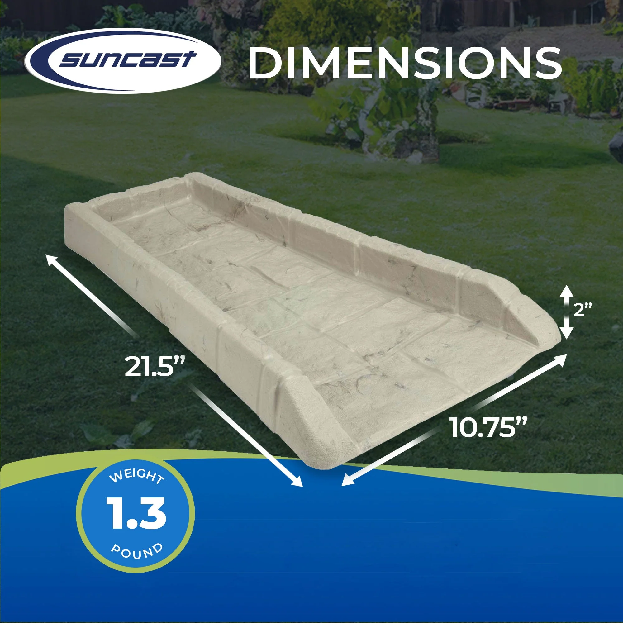 Suncast SB24 Decorative Rain Gutter Downspout Garden Splash Block Taupe (3 Pack) - Image 2