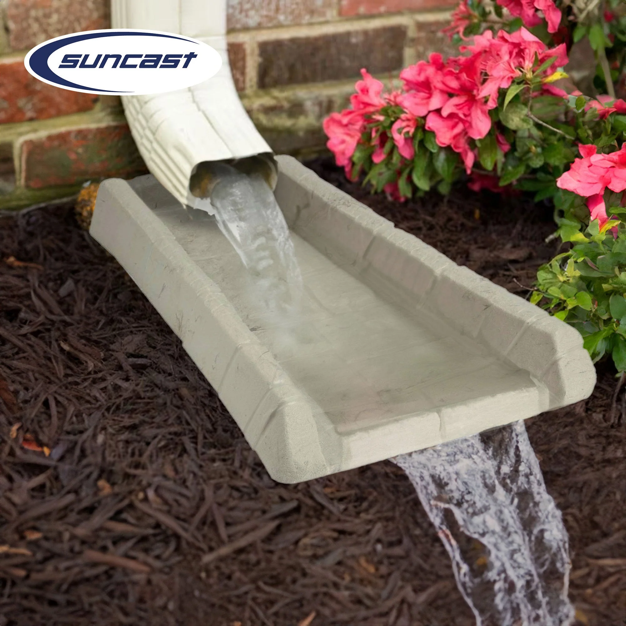 Suncast SB24 Decorative Rain Gutter Downspout Splash Block, Light Taupe (4 Pack) - Image 5