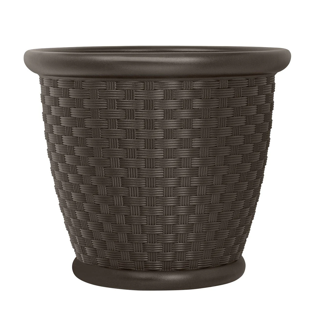Suncast Sonora 22 Inch Resin Wicker Decorative Garden Flower Planter (2 Pack) - Image 2