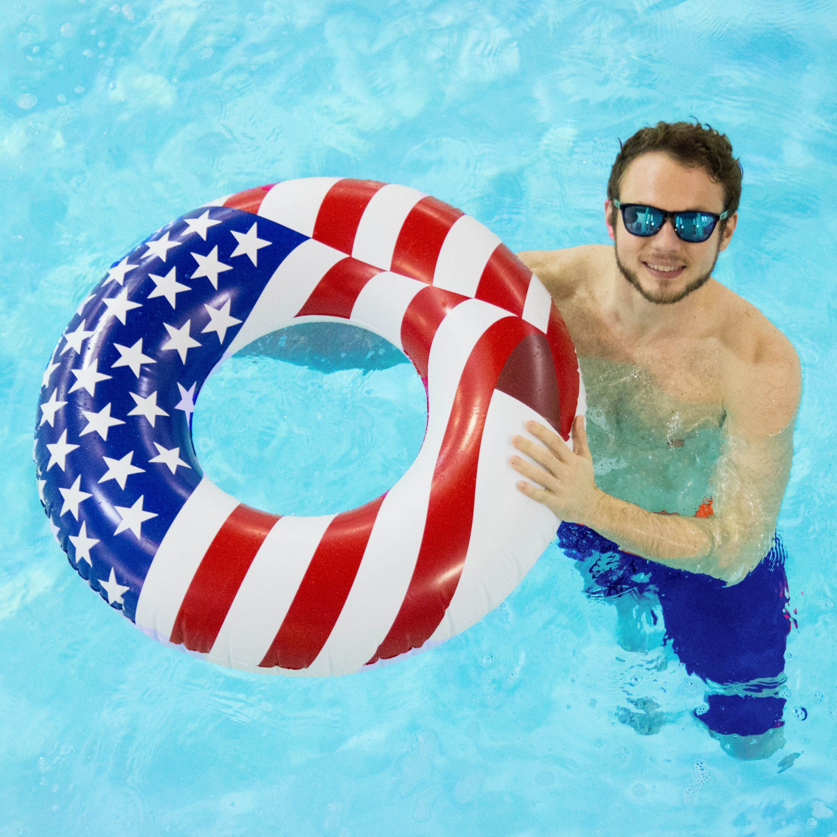 Swimline 36" Inflatable American Flag Swimming Pool and Lake Tube Float (4 Pack) - Image 5