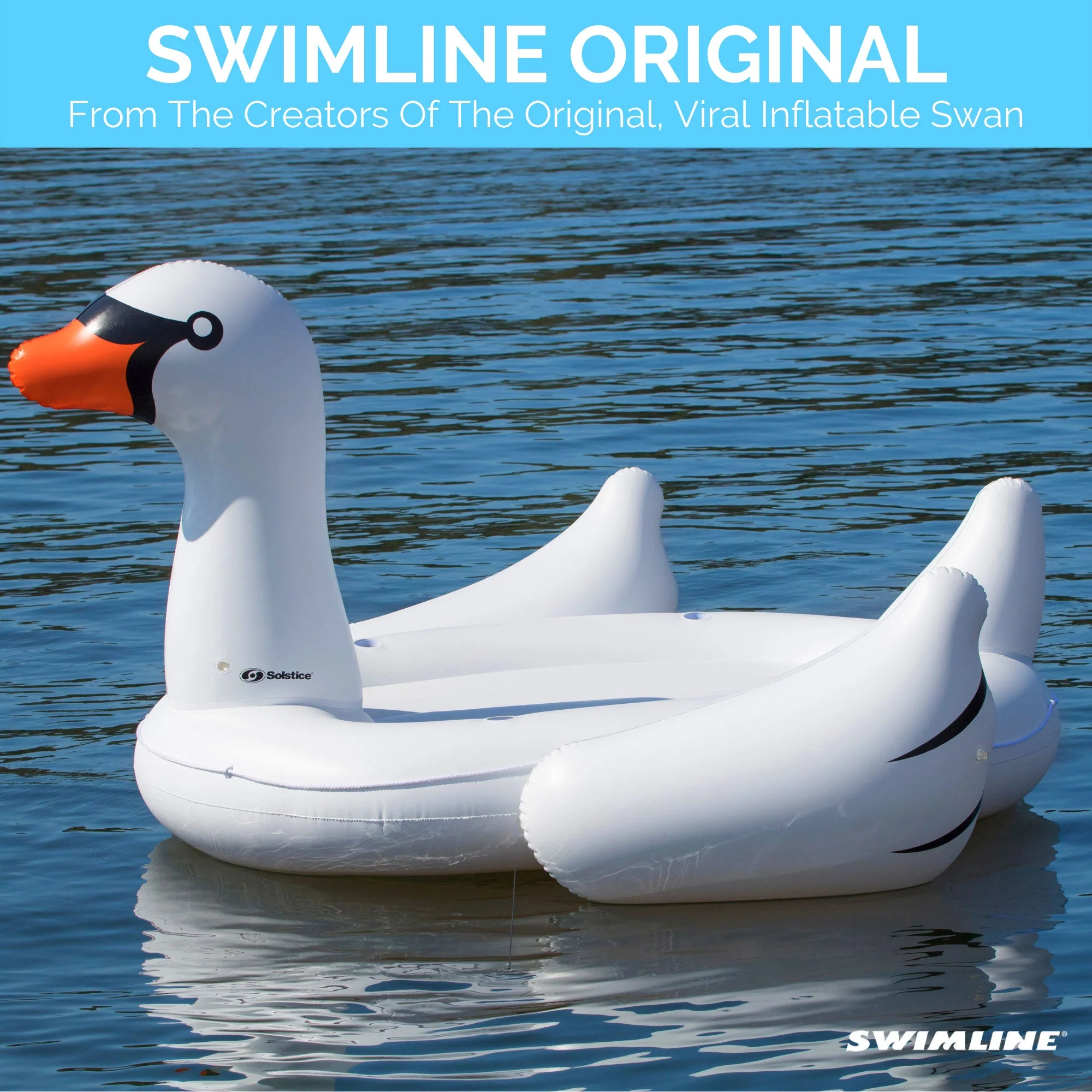 Swimline Giant Swan Inflatable Ride On Swimming Pool Float Raft Island, White - Image 4