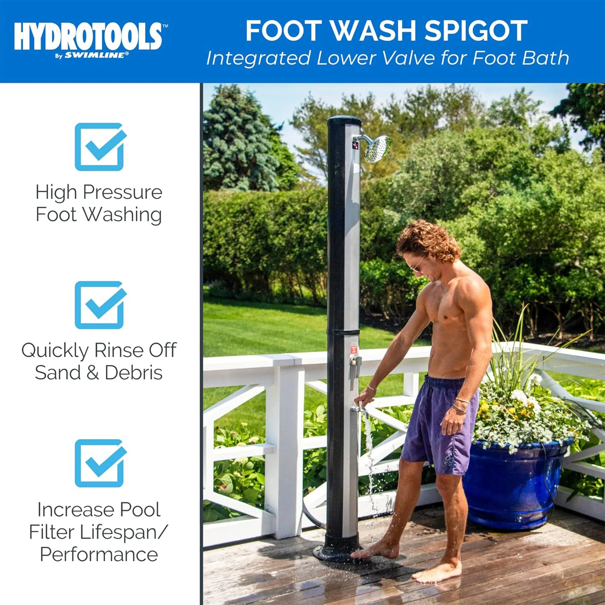 Swimline HydroTools Niagara Rainfall 7 Foot Adjustable Outdoor Solar Shower - Image 2