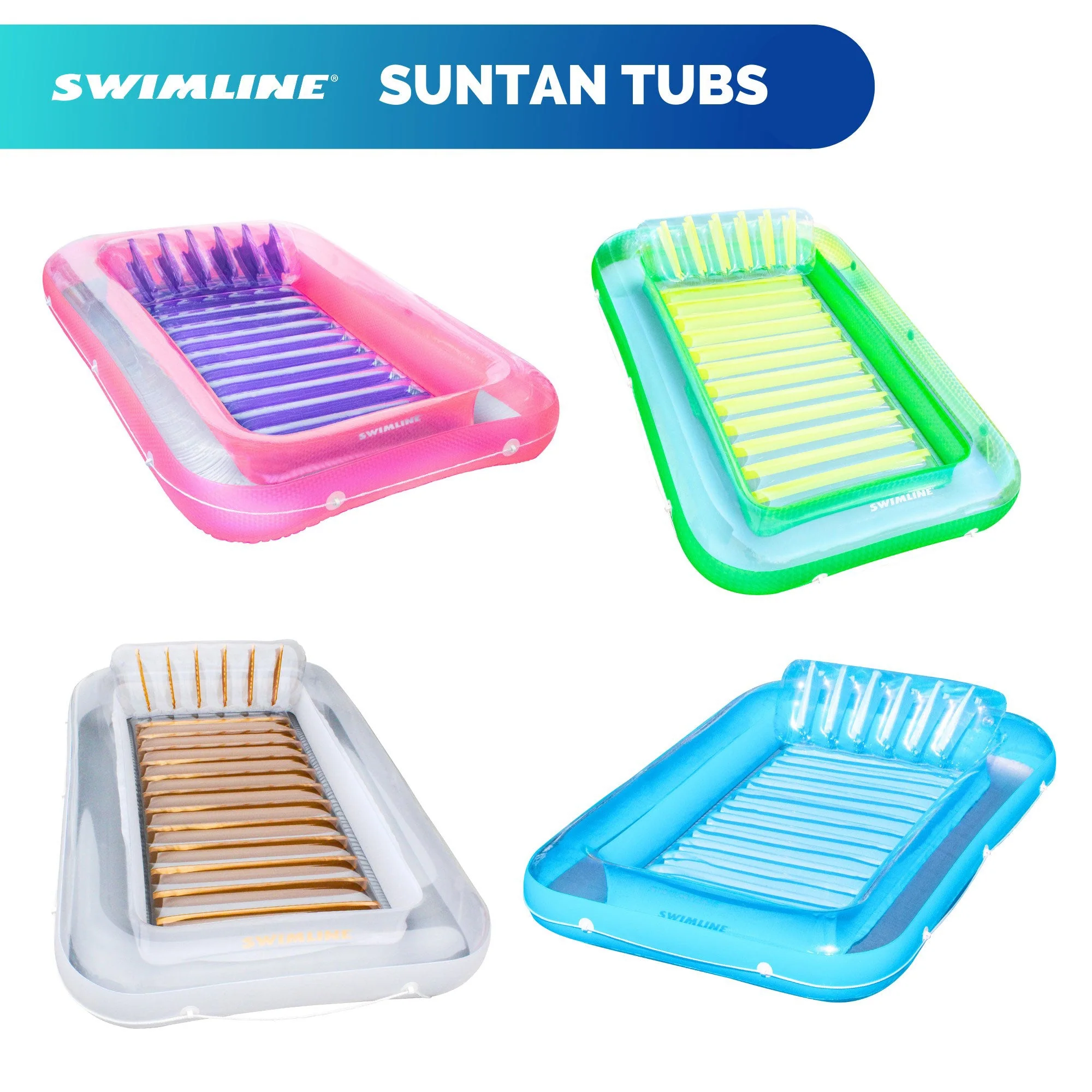 Swimline Original Suntan Tub Relaxing Outdoor Water Lounge Float, Blue (2 Pack) - Image 7