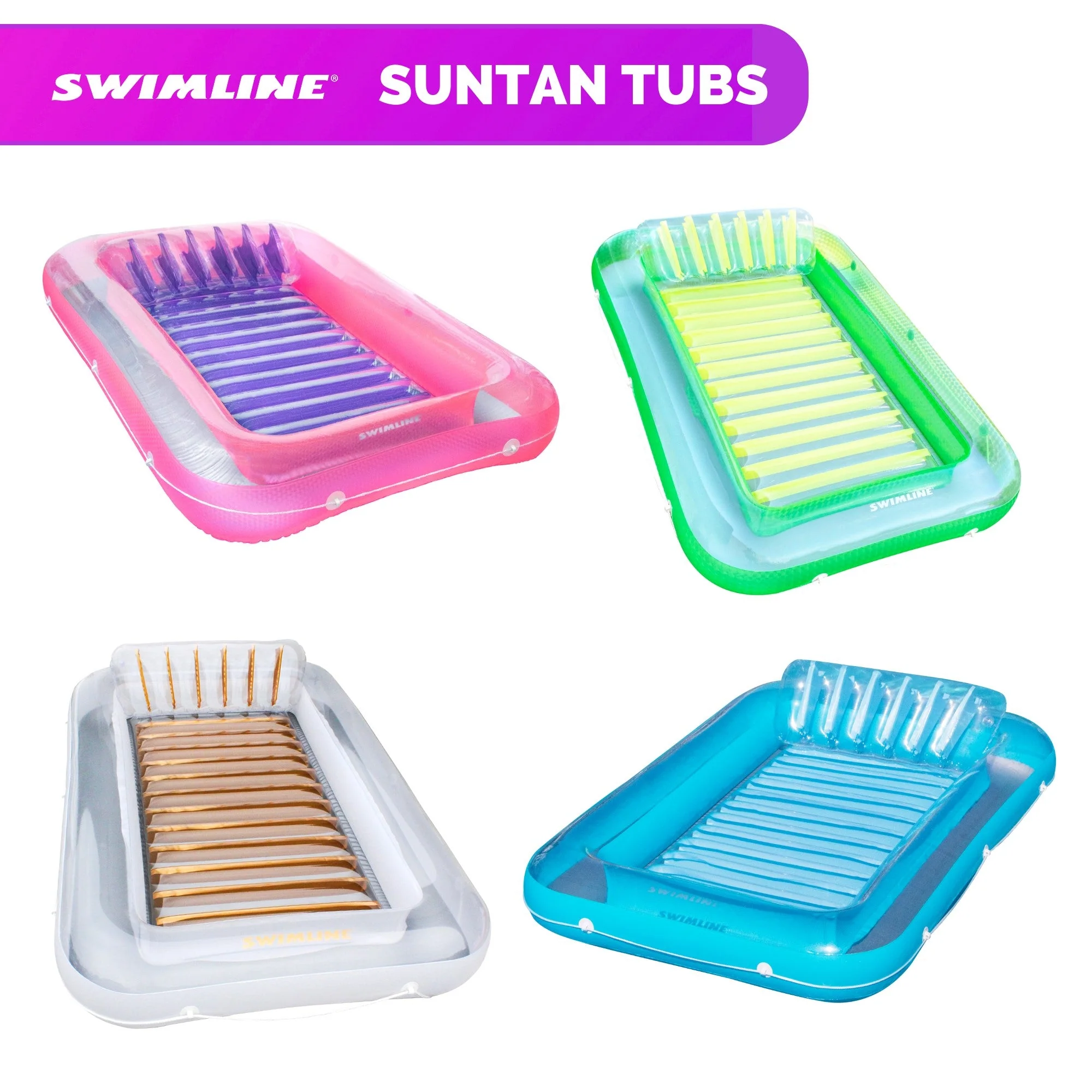 Swimline Original XL Suntan Tub Outdoor Water Lounge Float, Pink/Purple (3 Pack) - Image 8