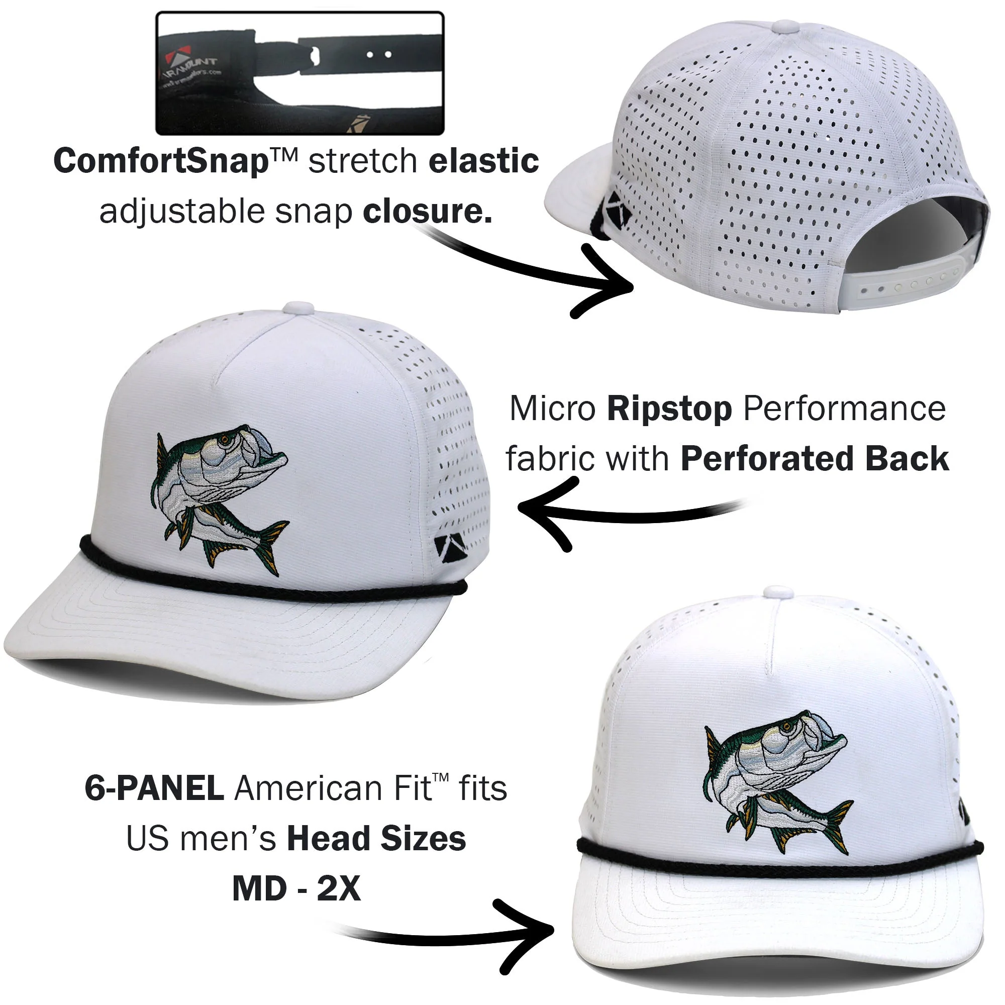 TARPOON 5-Panel Perforated Performance Rope Cap - Image 6