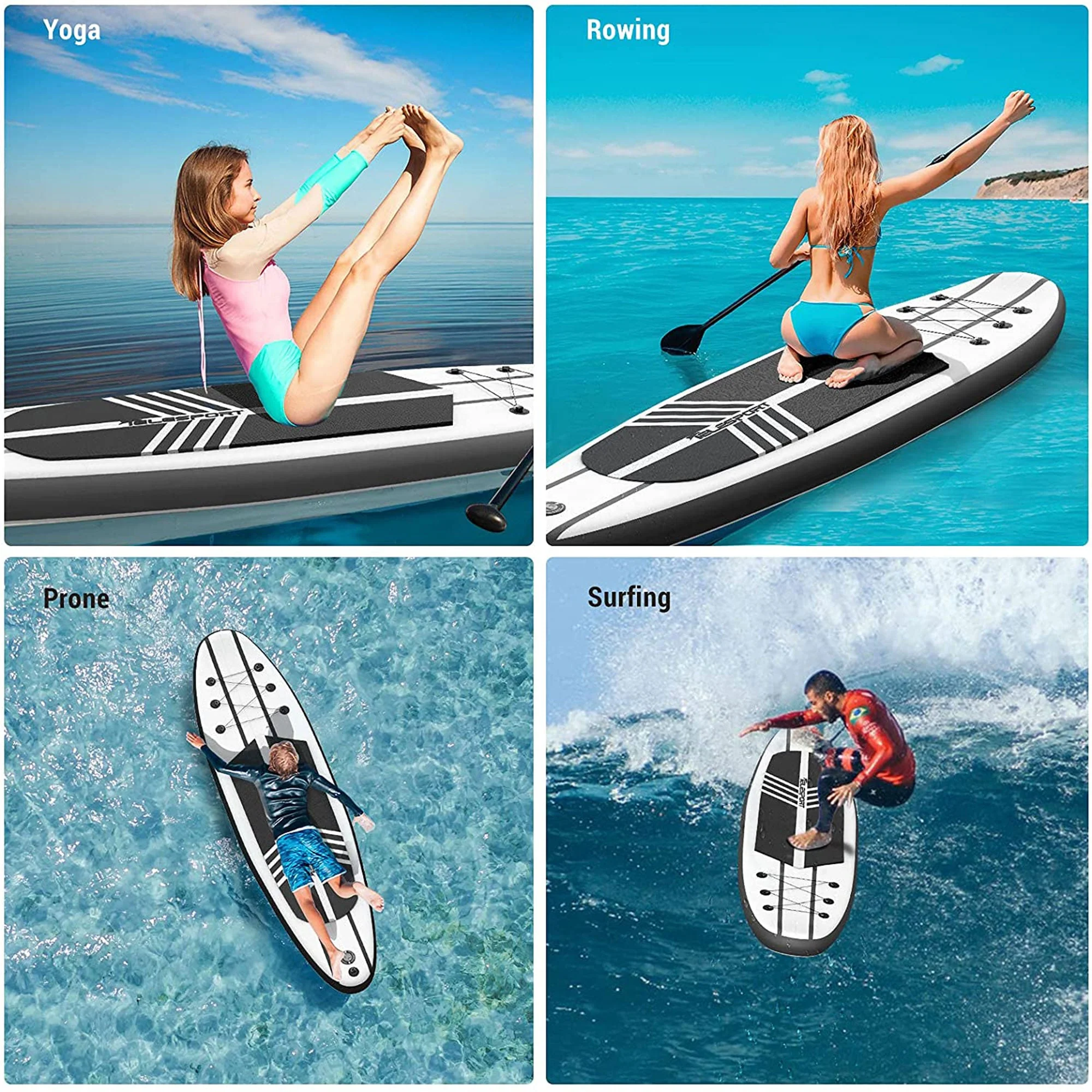 TELESPORT Paddle Boards Inflatable Stand Up Paddleboard w/Accessories in Black - Image 10