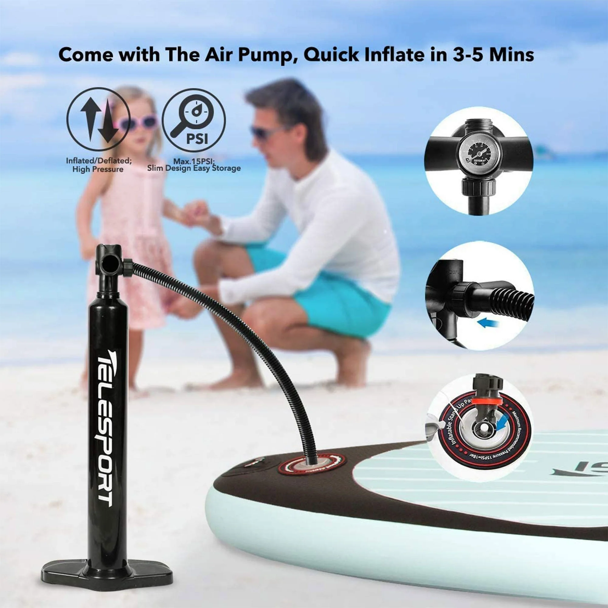 TELESPORT Paddle Boards Inflatable Stand Up Paddleboard with Accessories, Blue - Image 8