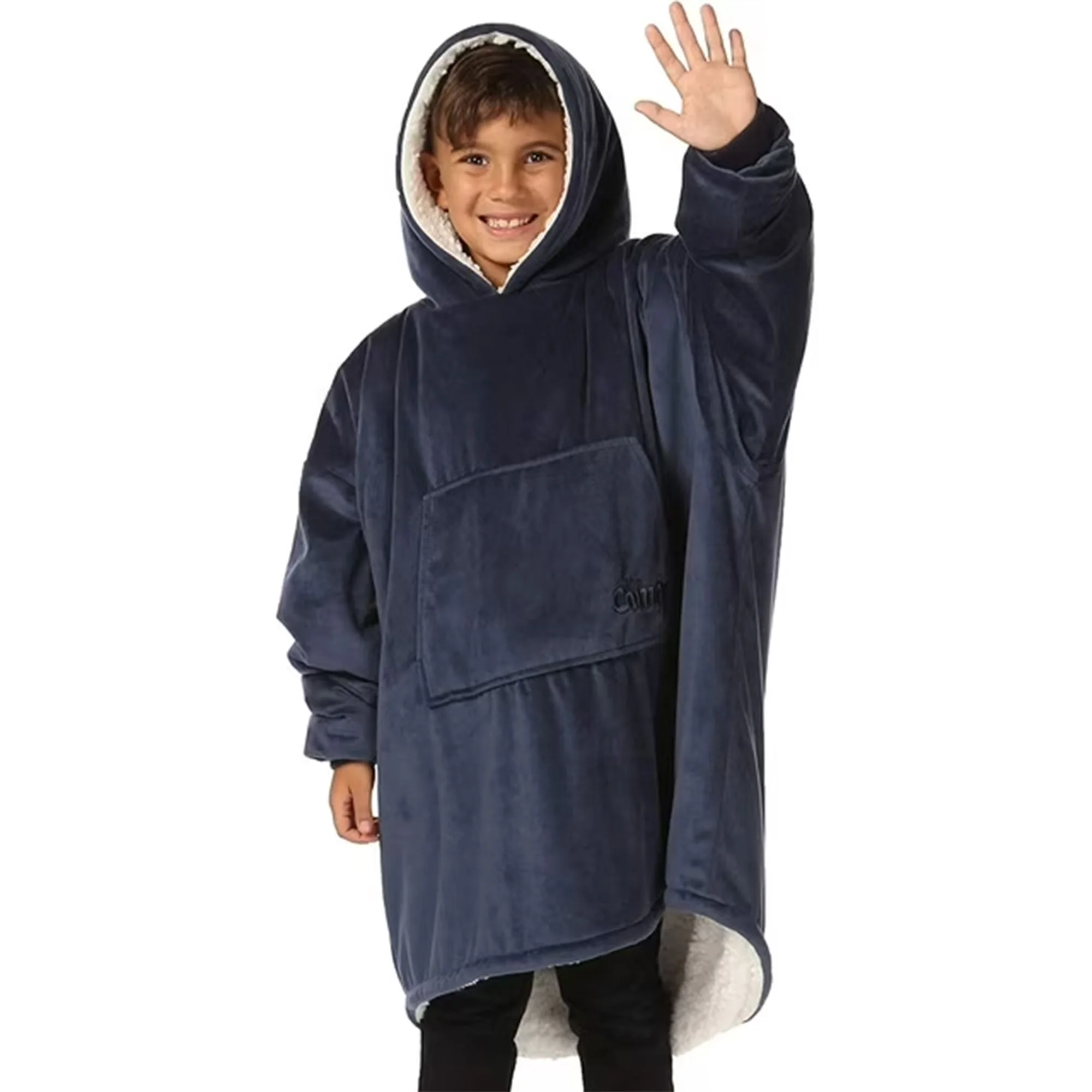 The Comfy Original Jr Kids Oversized Microfiber Sherpa Wearable Blanket, Blue