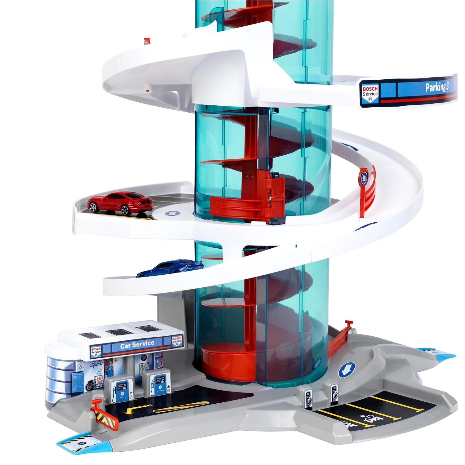 Theo Klein Bosch Car Service Helix Shaped Parking Garage Toy for Kids 3 and Up - Image 9