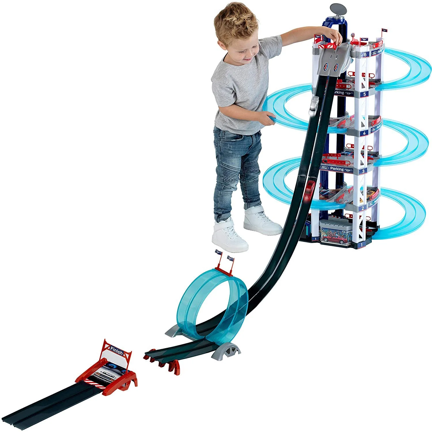 Theo Klein Ford Interactive Toy Car Park 6 Level Racing Parking Garage Play Set - Image 3