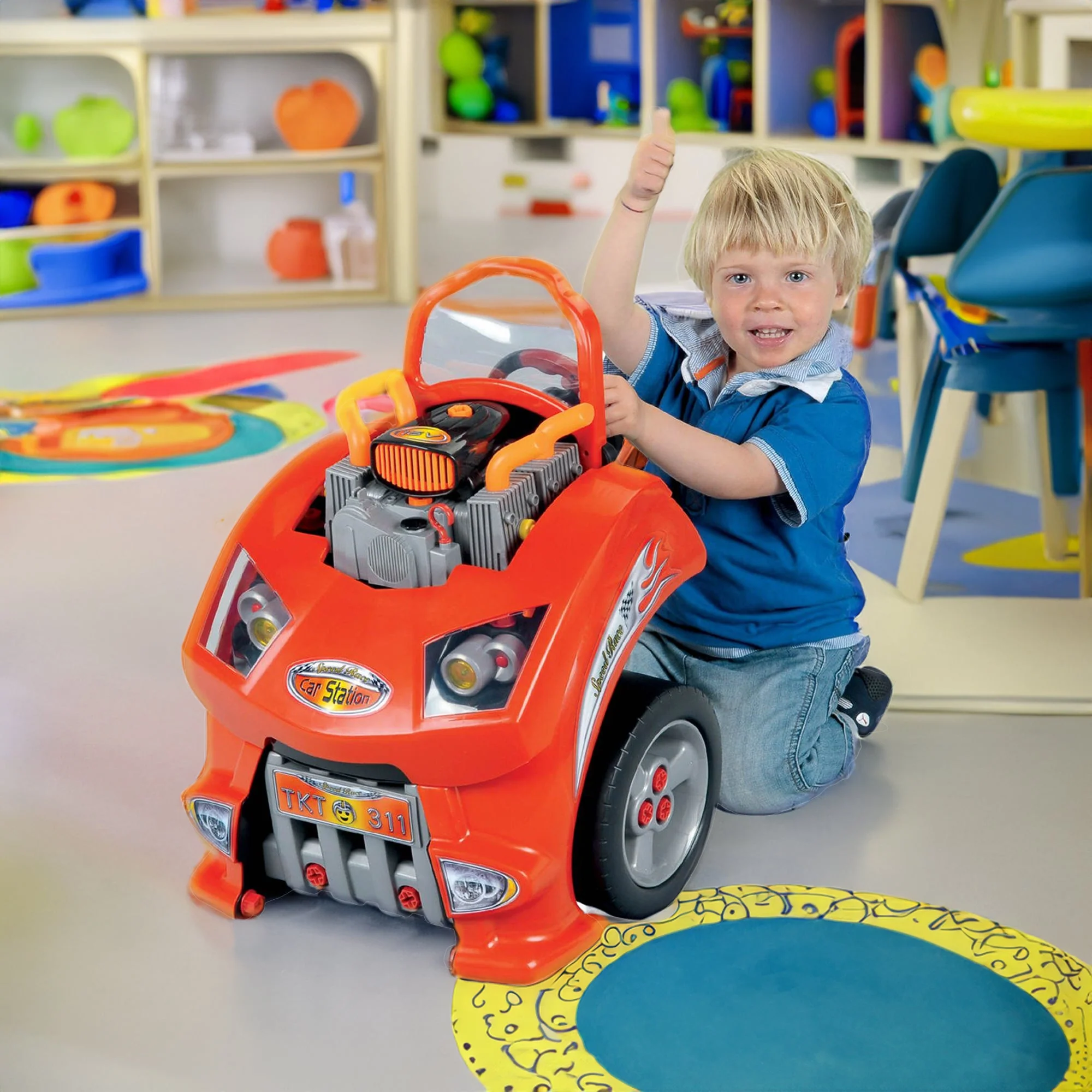 Theo Klein Interactive Toy Car and Engine Service Maintenance Station Play Set - Image 5