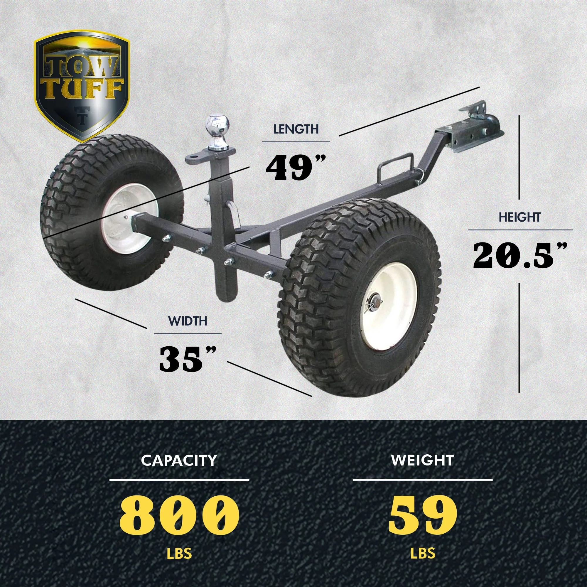 Tow Tuff TMD-800ATV Adjustable Solid Steel 800 Pound Capacity Trailer Dolly - Image 3