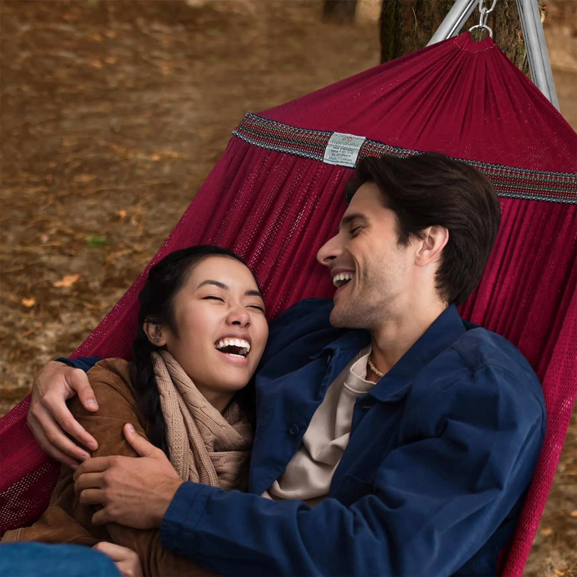 Tranquillo Universal 106" Double Hammock with Adjustable Stand and Bag, Red - Image 5