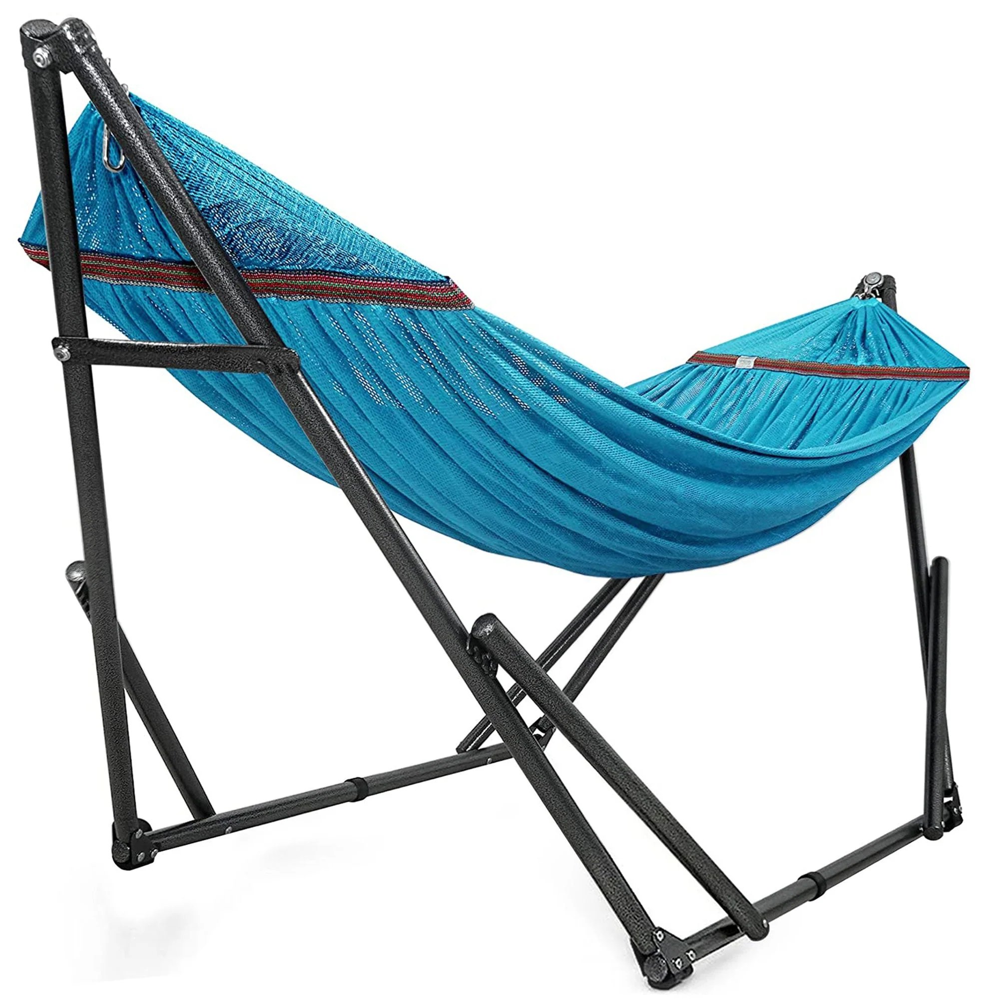 Tranquillo Universal 116" Double Hammock with Adjustable Stand and Bag, Sky Blue - Image 2
