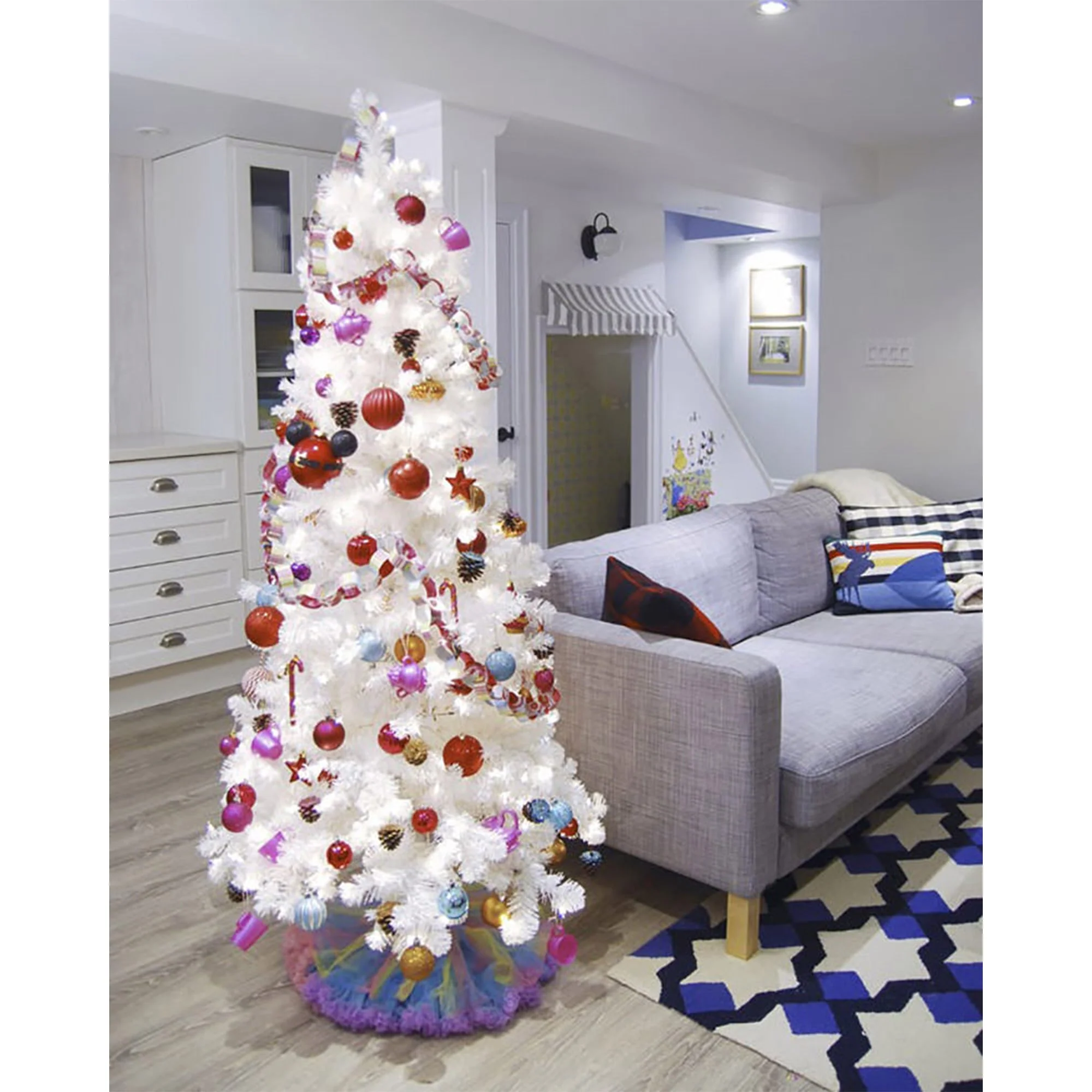 Treetopia All Snowed In White 8 Ft Artificial Prelit Slim Christmas Tree w/Stand - Image 2