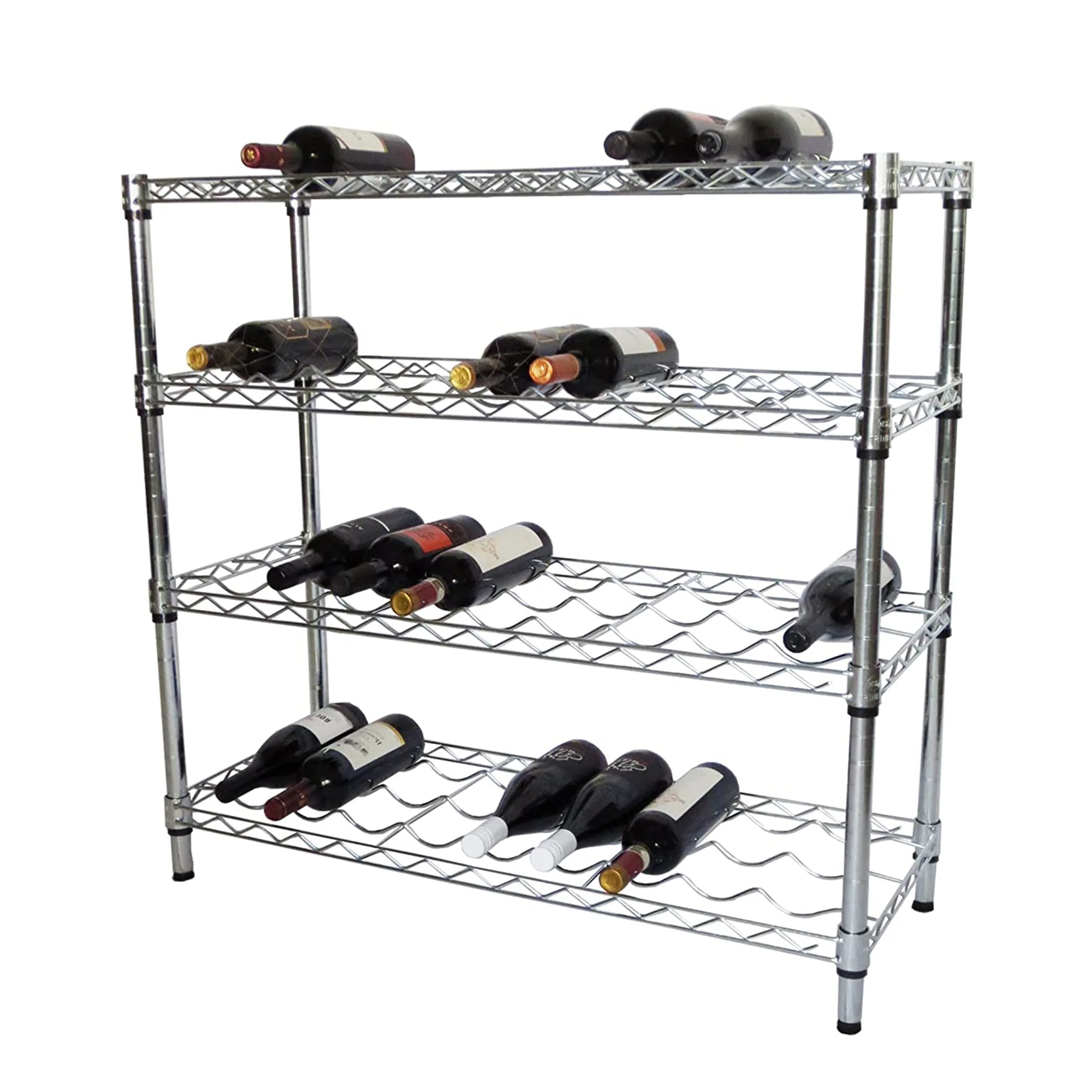 TRINITY EcoStorage 4 Shelf Adjustable Wire Shelving 36 Bottle Wine Rack, Chrome - Image 4
