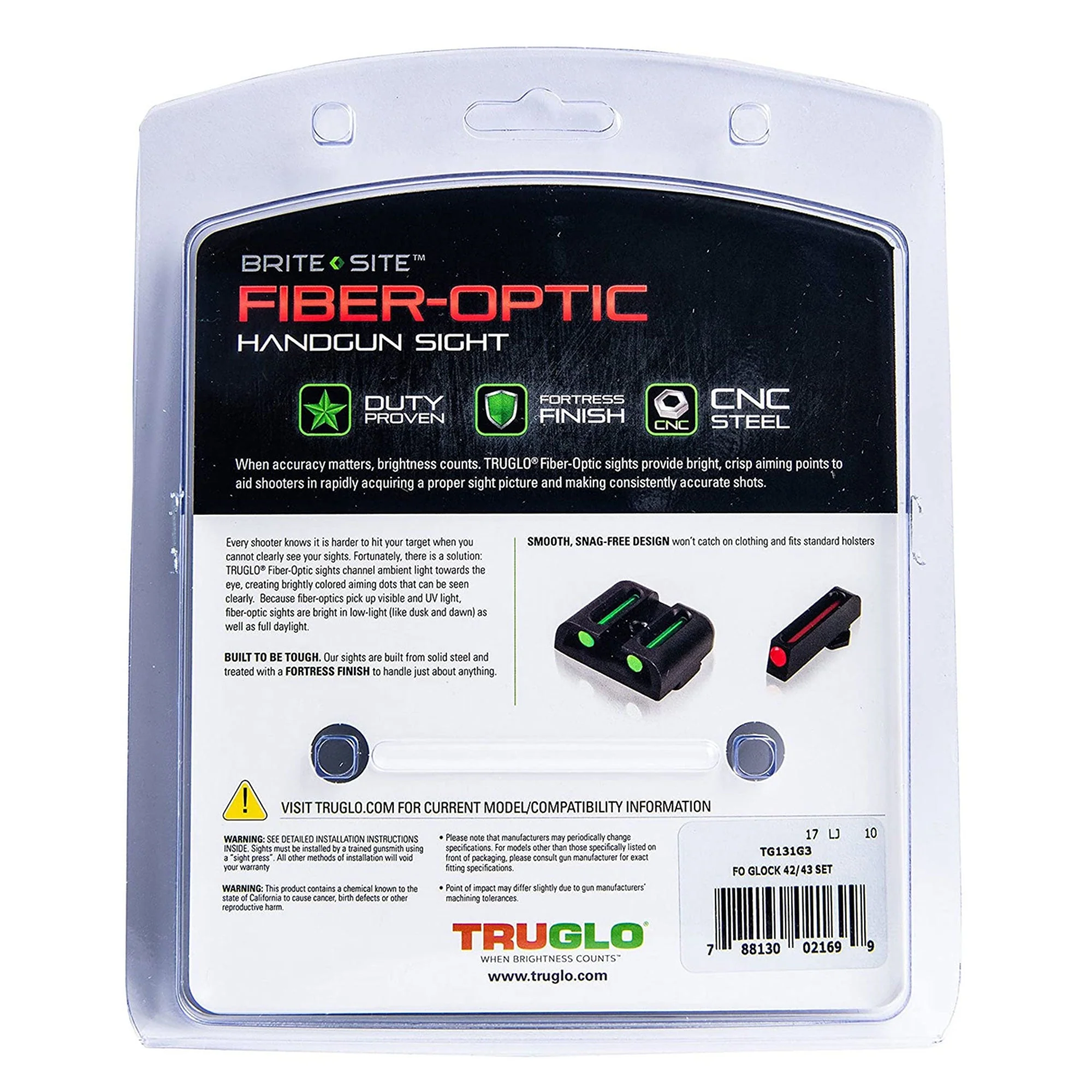 TruGlo TFO Tritium Fiber Optic Gun Sight Set, Fits Glock 17/17L Models (2 Pack) - Image 6