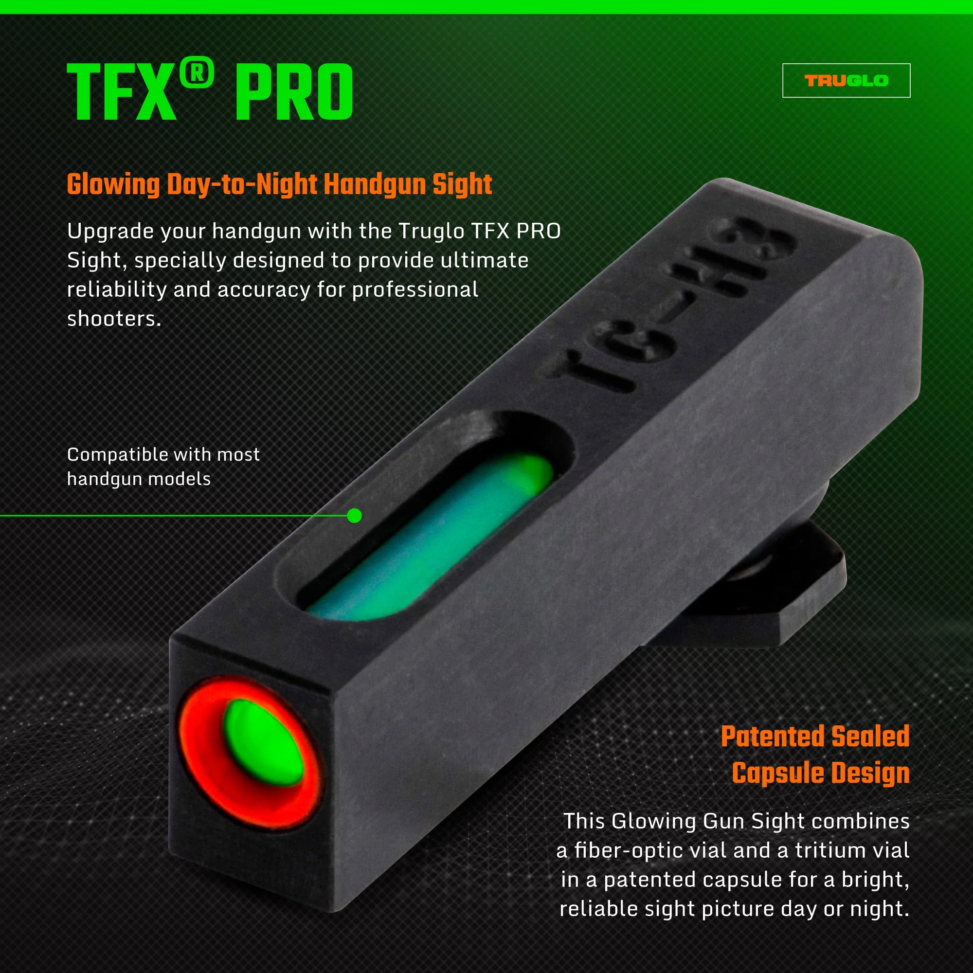 TruGlo TG13GL2PC TFK Pro Fiber Optic Tritium Handgun Sight, Fits Glock Models - Image 2