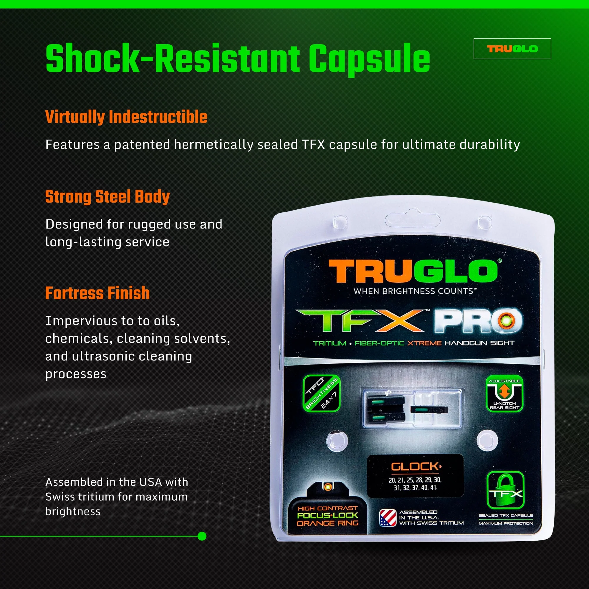 TruGlo TG13GL2PC TFK Pro Fiber Optic Tritium Handgun Sight, Fits Glock Models - Image 4