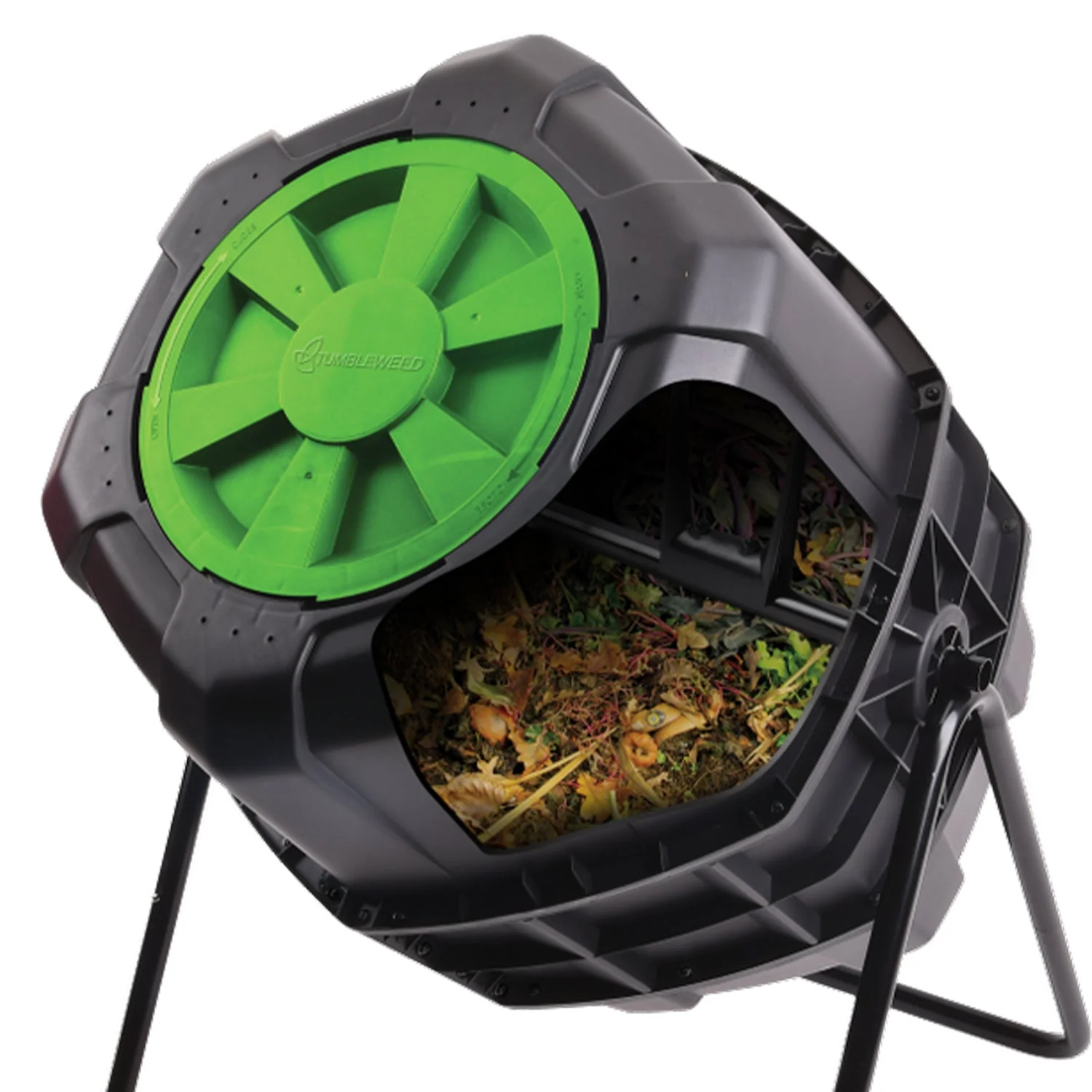Tumbleweed 170 Liter 45 Gallon Outdoor Garden Rolling Compost Tumbler Bin, Black - Image 2