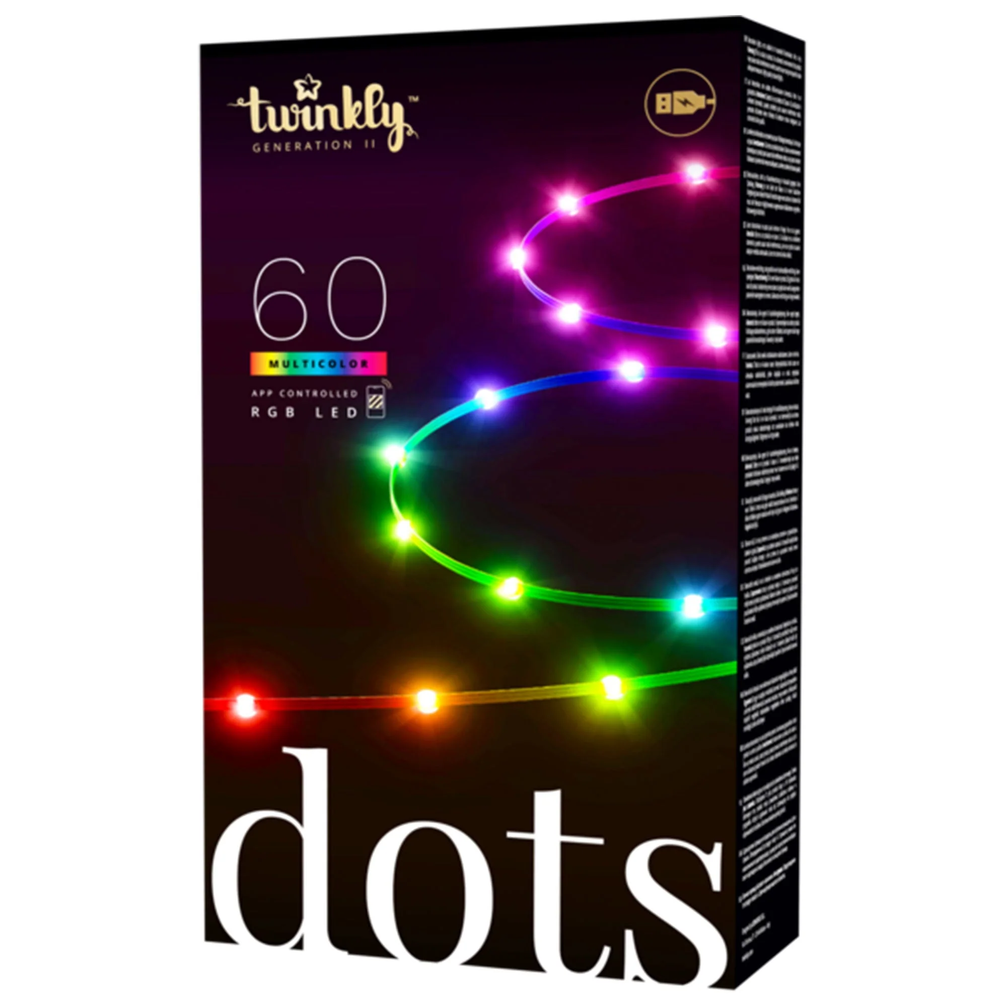 Twinkly Dots App-Controlled Flexible LED Lights 60 RGB Black Wire USB-Power - Image 9