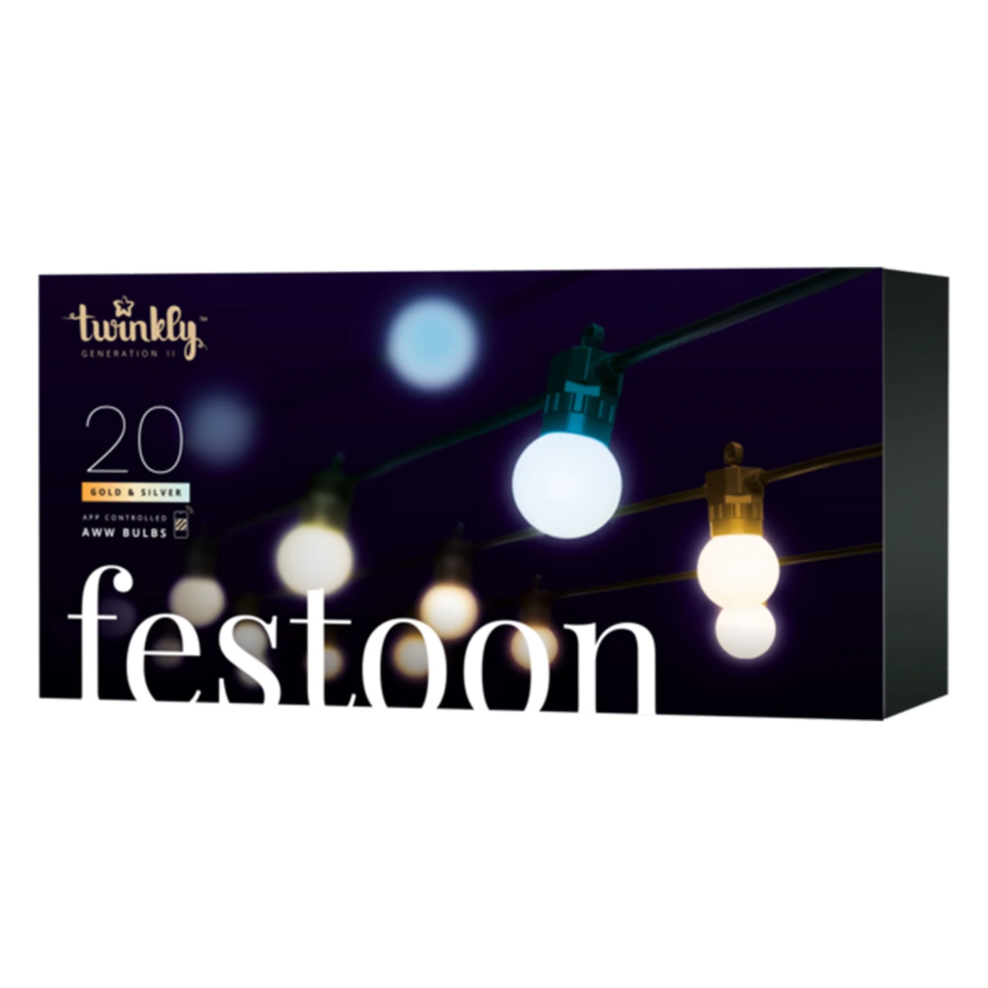 Twinkly Festoon App-Controlled Smart LED Light String 20 AWW (Warm/Cool White) - Image 8