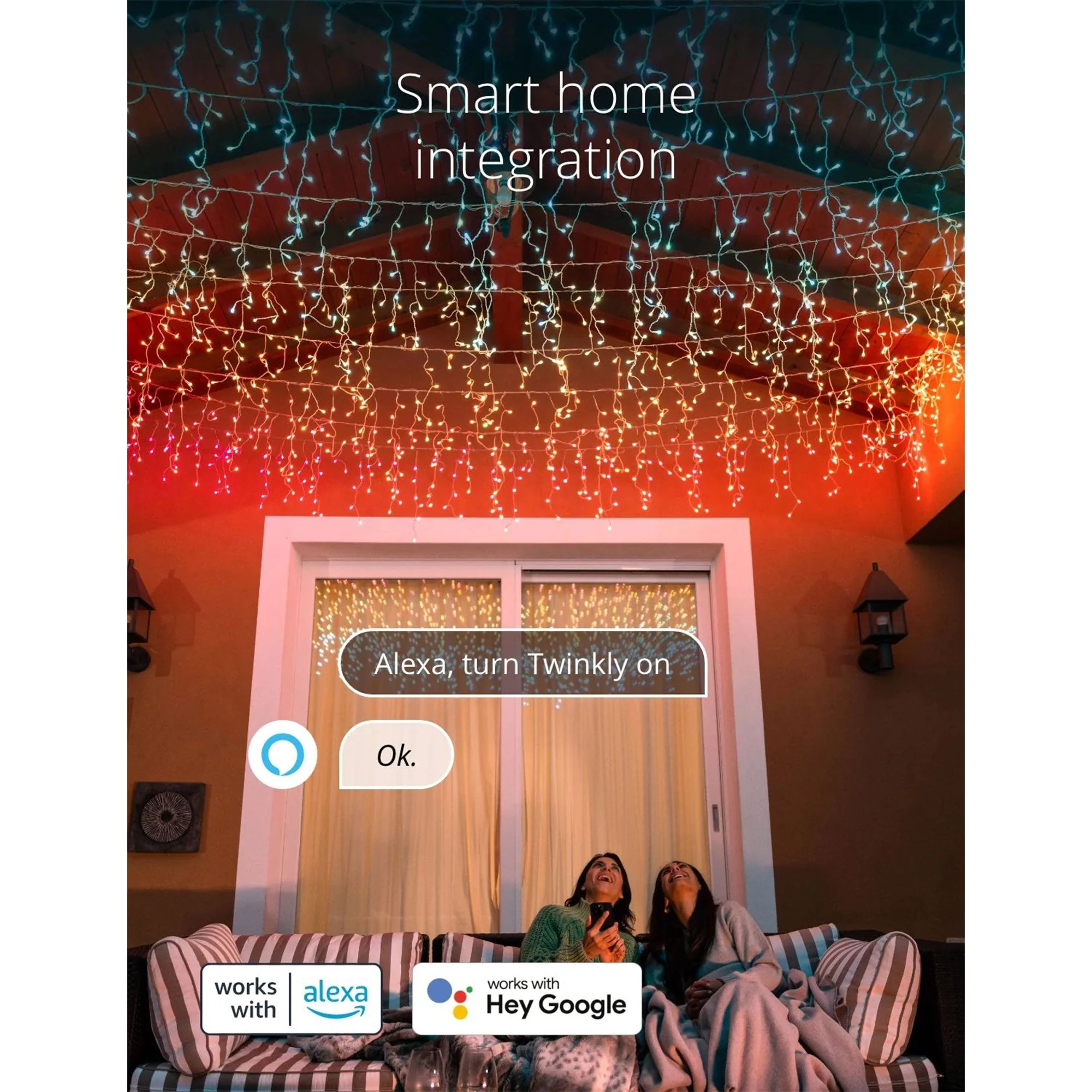 Twinkly Icicle App-Controlled Smart LED Christmas Lights 190 Multicolor RGB 16ft - Image 6