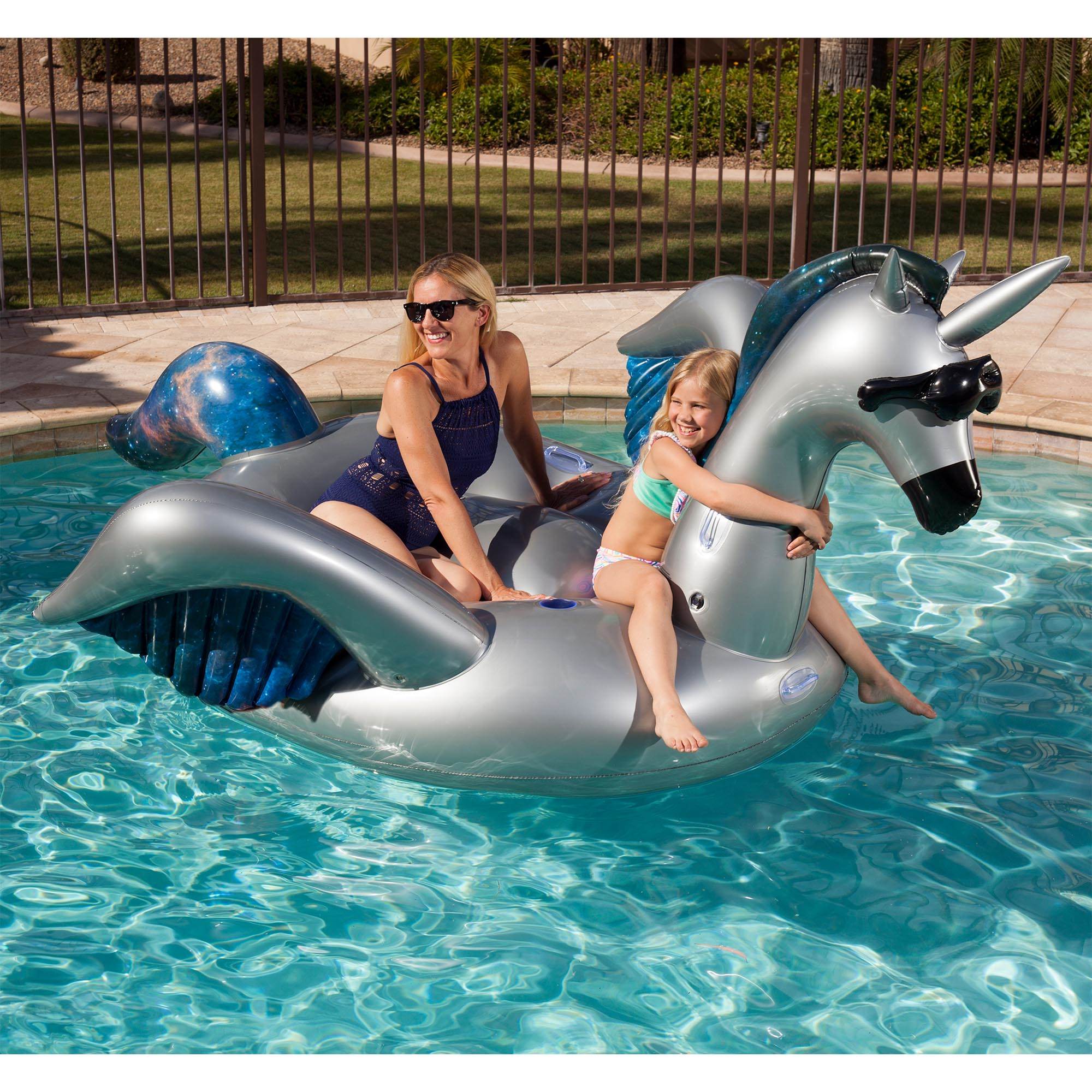 Two GAME Giant Inflatable Ride-On Alicorn Unicorn Pool Floats w/ Cup Holders - Image 8