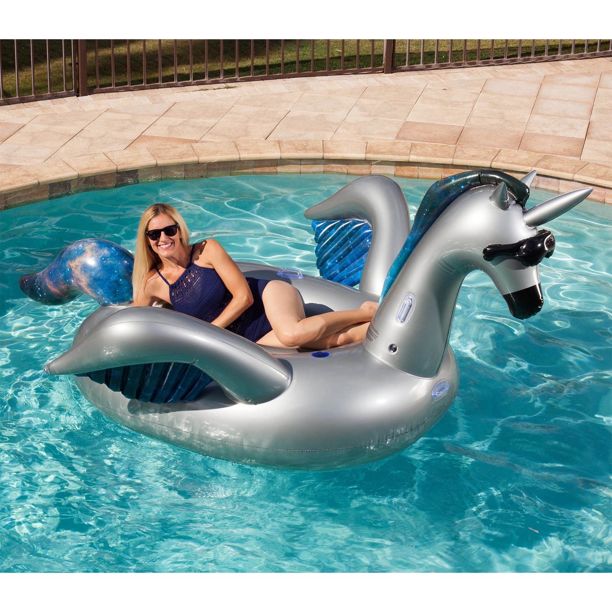 Two GAME Giant Inflatable Ride-On Alicorn Unicorn Pool Floats w/ Cup Holders - Image 9