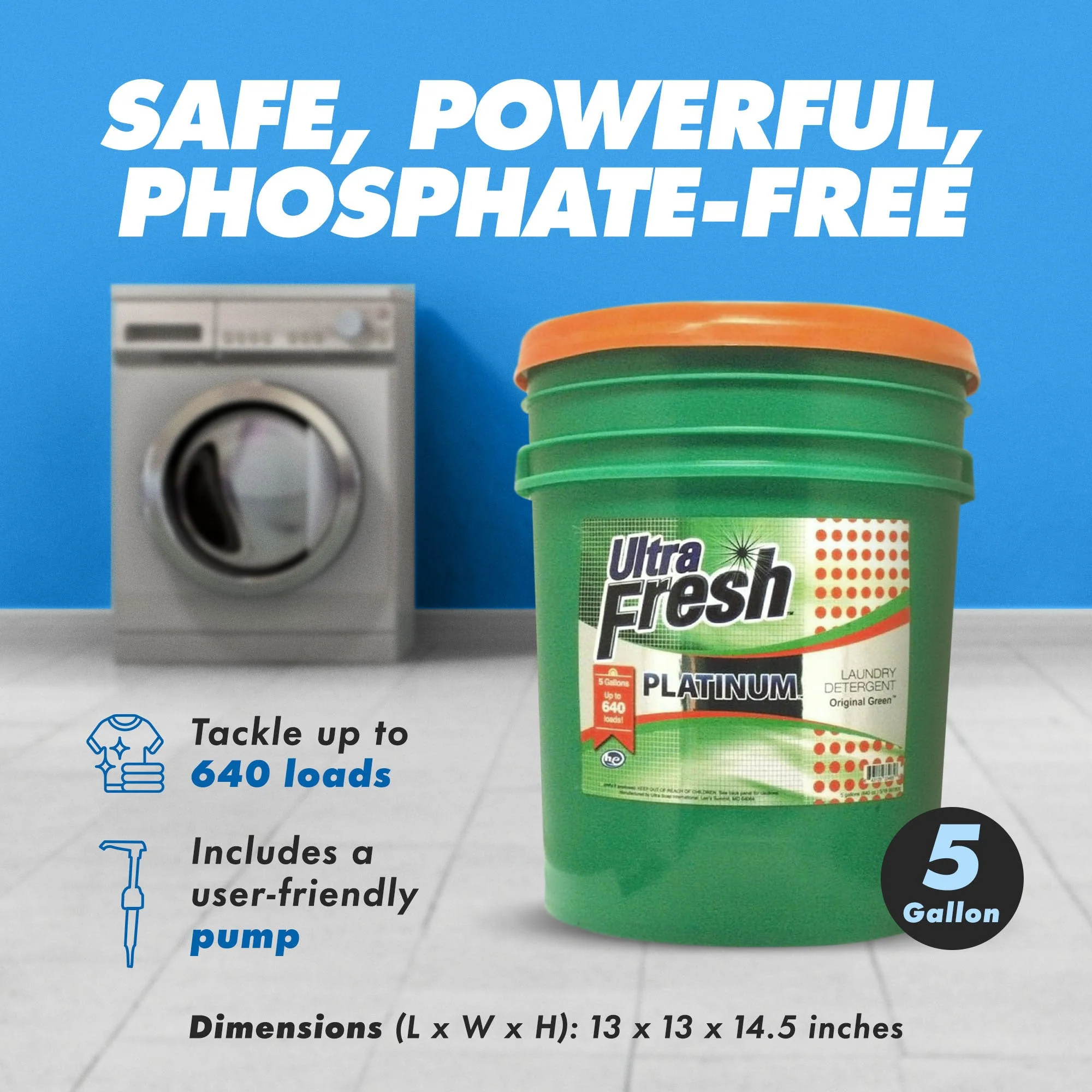 Ultra Fresh 3X Platinum 5 Gal Laundry Detergent, Up to 640 Loads, Original Green - Image 2