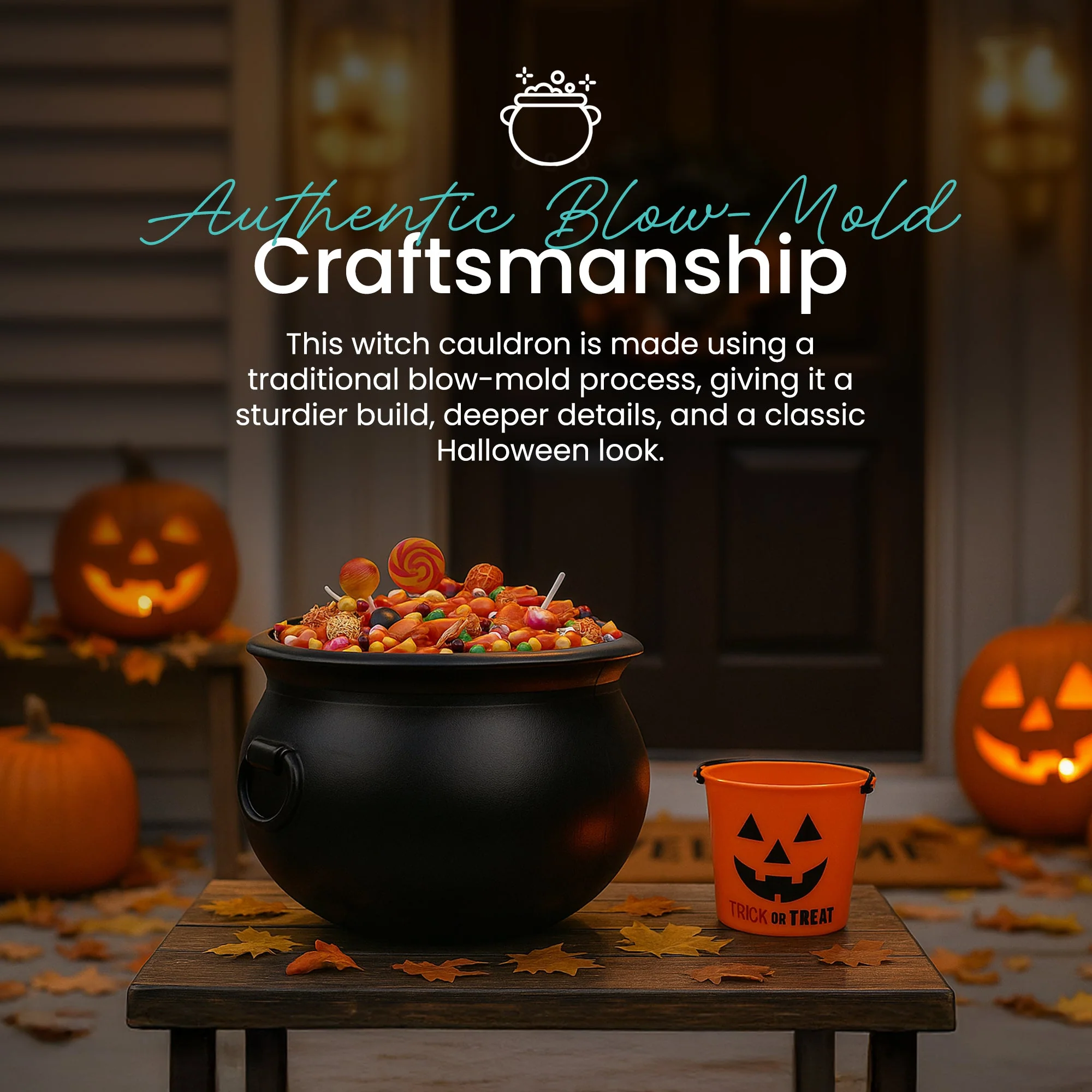 Union Products 55160 16 Inch Witch Cauldron Spooky Halloween Decoration, Black - Image 2