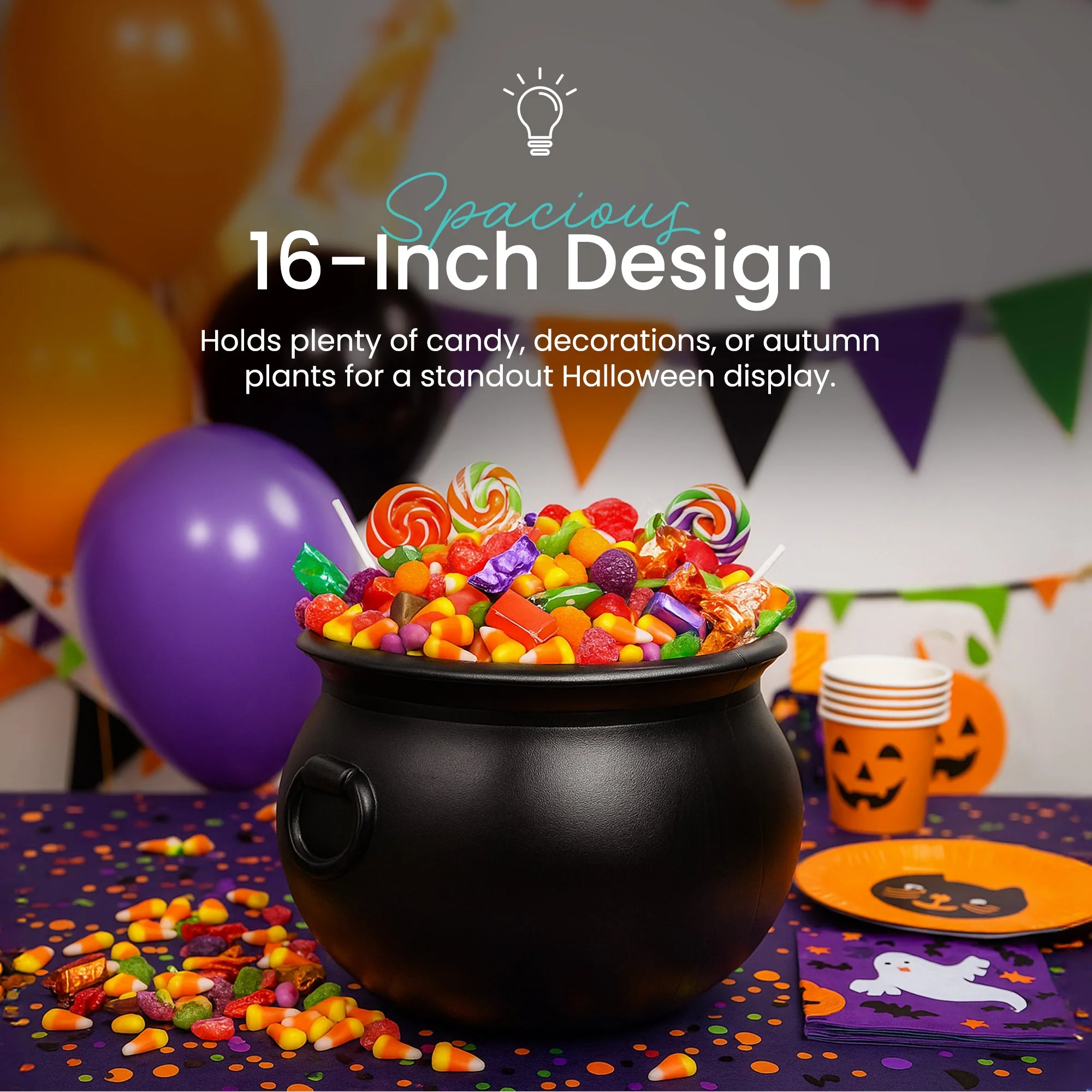 Union Products 55160 16 Inch Witch Cauldron Spooky Halloween Decoration, Black - Image 4