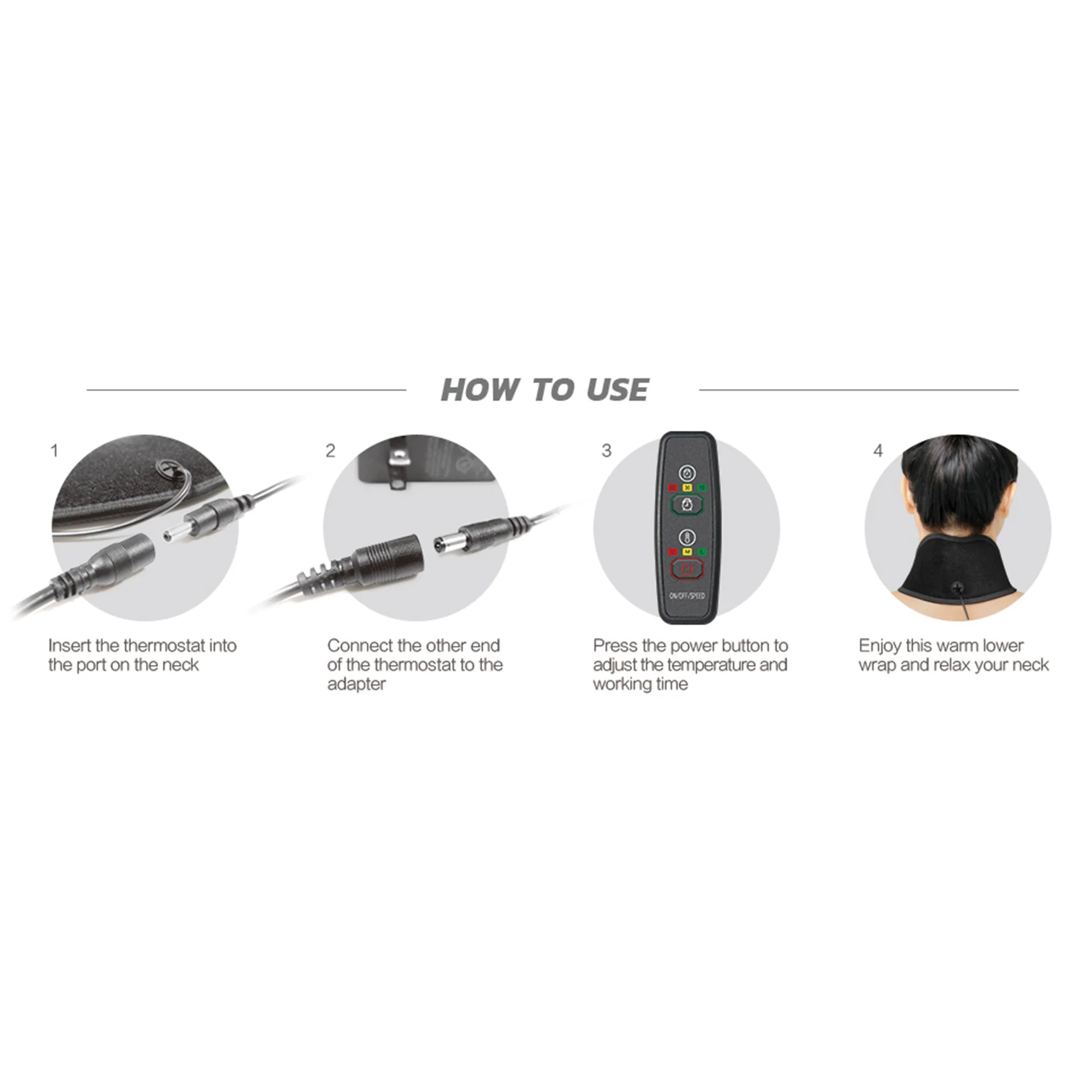 UTK Jade Stone Far Infrared Adjustable Heating Neck Wrap with Remote and Pouch - Image 10