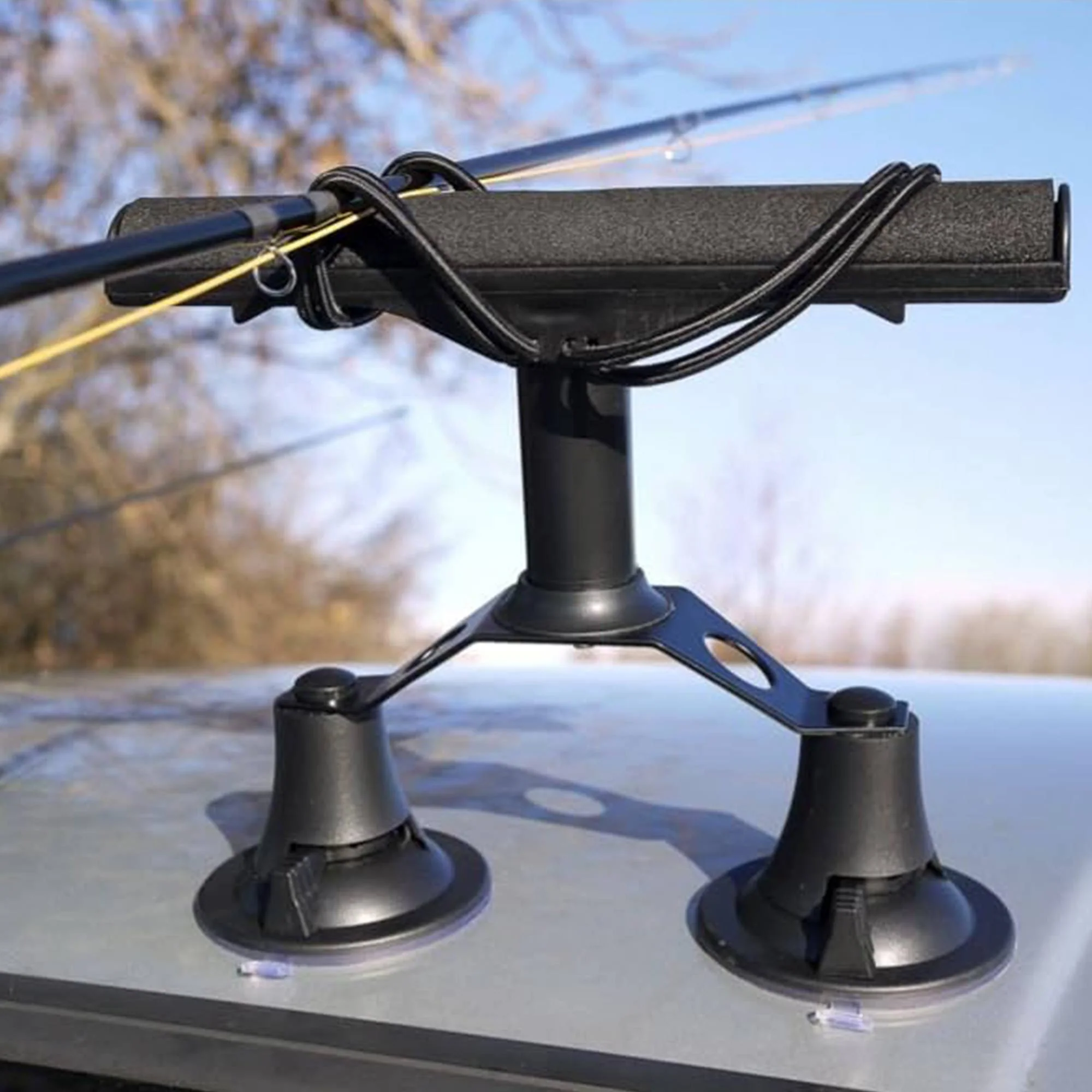 Vac Rac Quad Rack Fly Rod Mount Carrier Vacuum Suction Cup, Holds 4 Rods, Black - Image 9