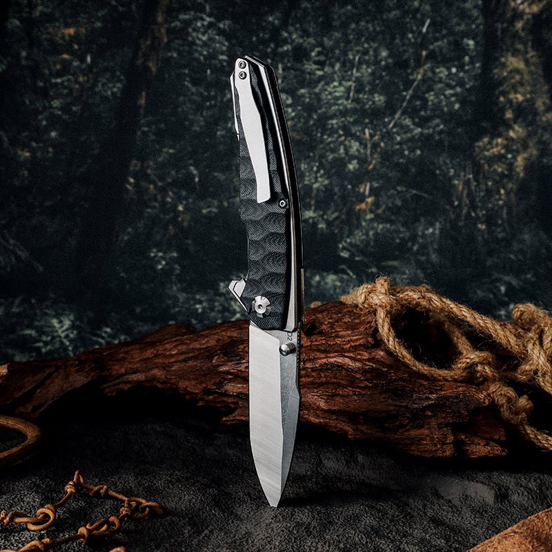 Venture D2 High Carbon Stainless Tool Steel Pocket Knife with Clip & G10 Handle - Image 2