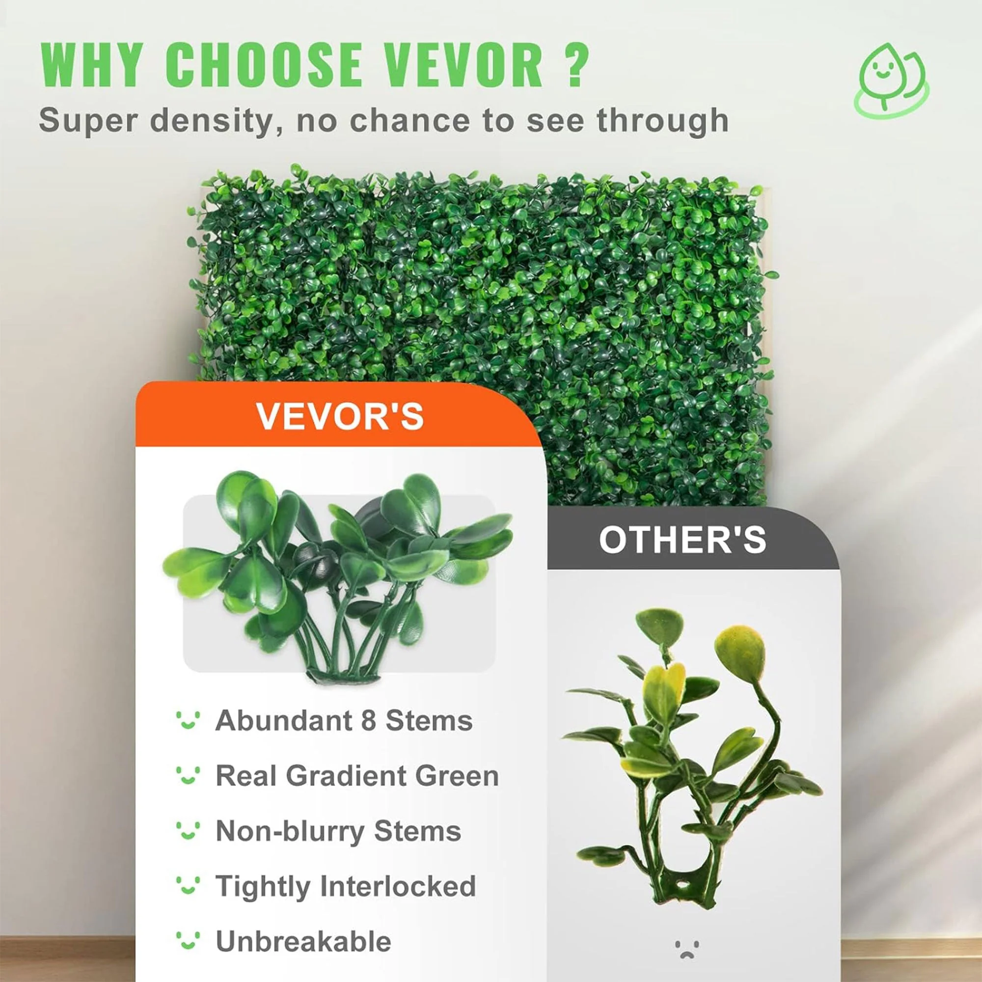VEVOR 12 Piece 20"x20" Artificial Boxwood Panels for Indoor & Outdoor Use, Green - Image 5