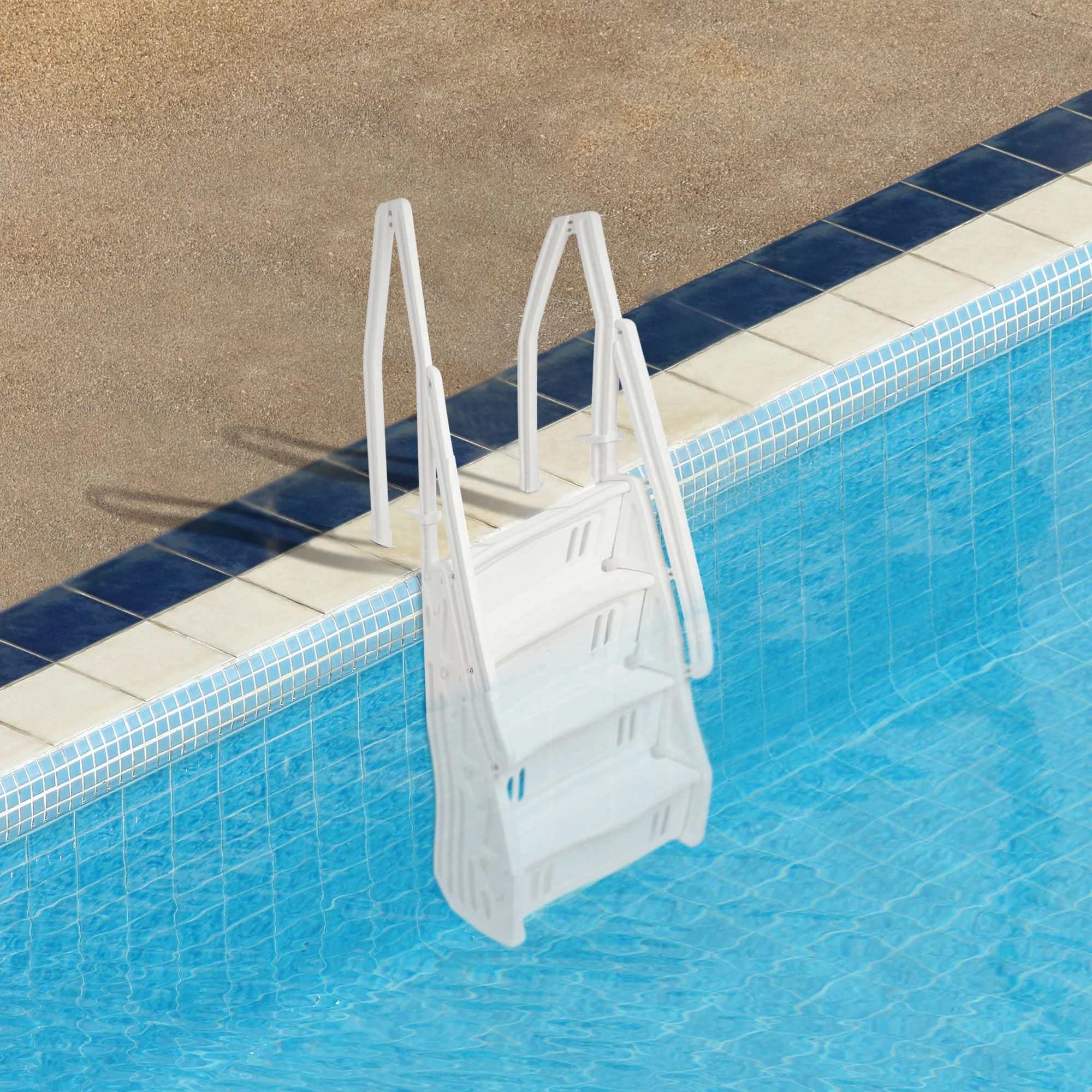 Vinyl Works Adjustable 24 Inch In-Pool Step Ladder for Above Ground Pools, White - Image 4