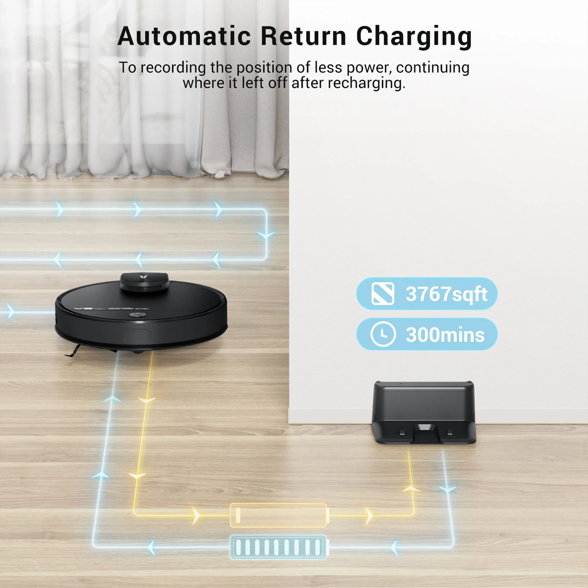 Viomi Smart Robot Vacuum V3 Max Duster Vacuum and Mop for Multi Floors, Black - Image 10