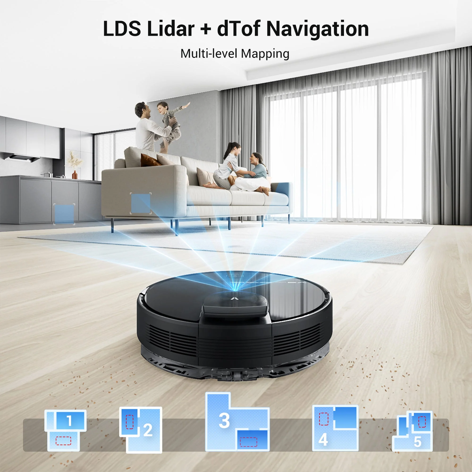 Viomi Smart Robot Vacuum V3 Max Duster Vacuum and Mop for Multi Floors, Black - Image 7