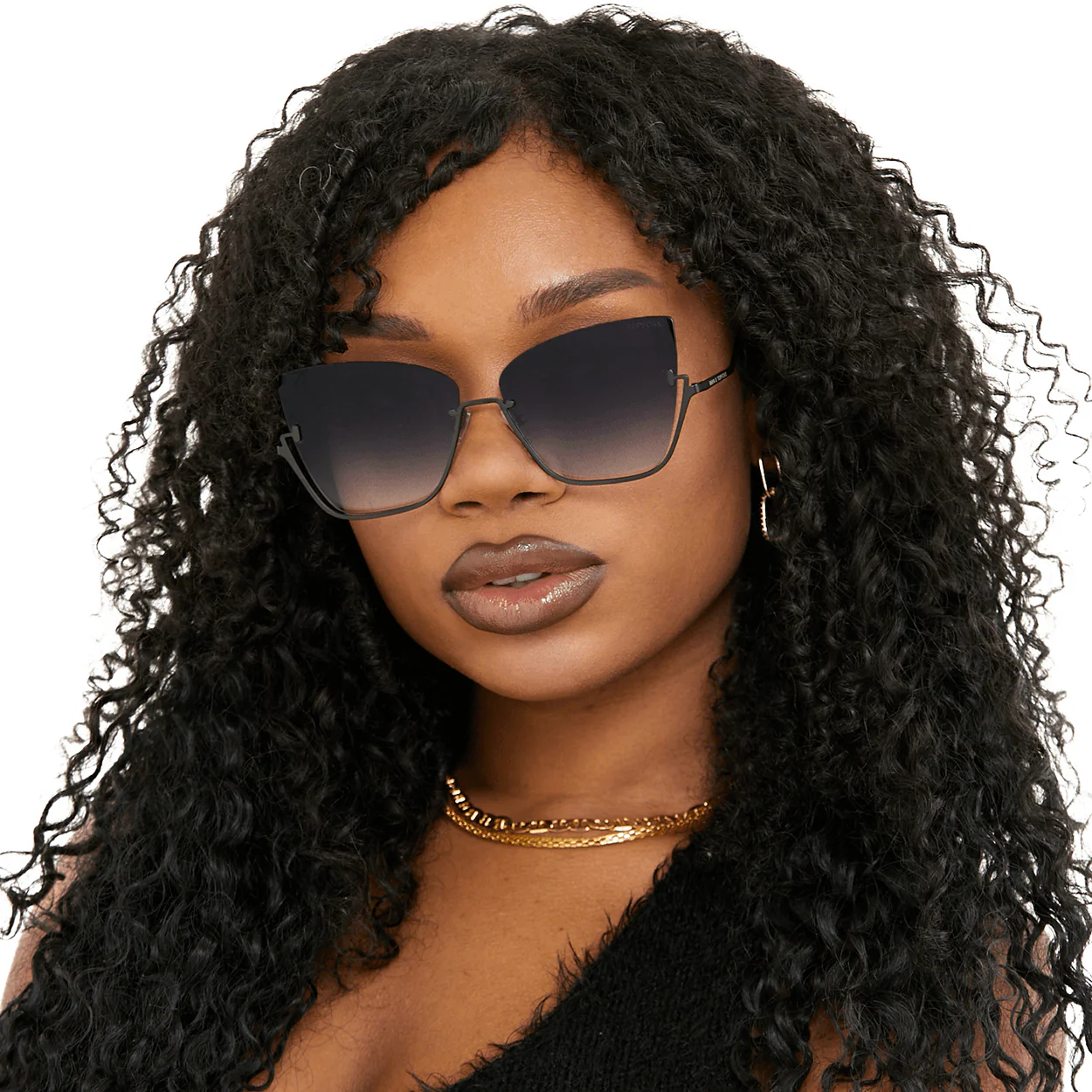 Vixen - Black Lens Black Frame Metal Cateye Sunglasses - Image 2