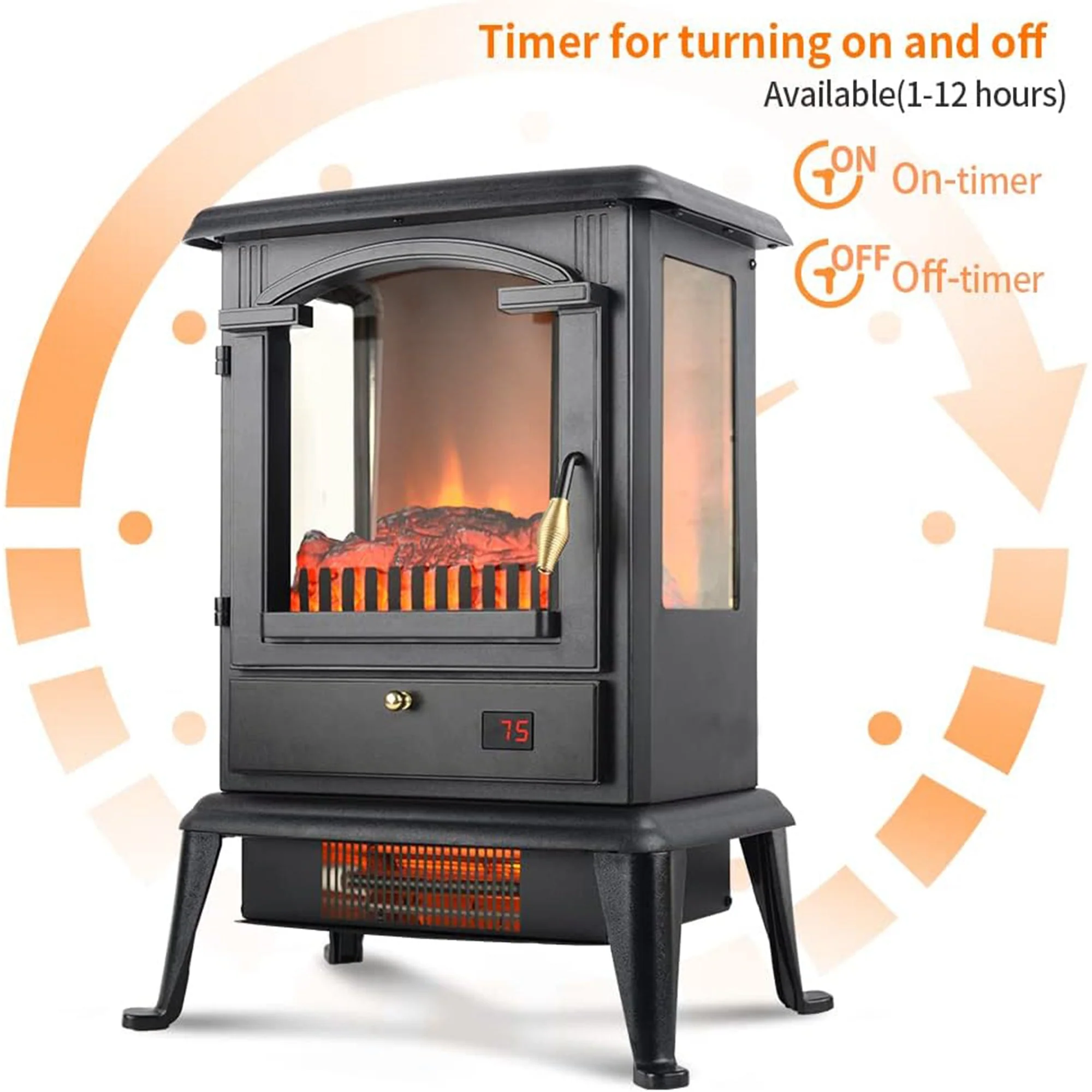 VOLTORB Freestanding Portable Electric Fireplace Heater Stove w/Remote Control - Image 8