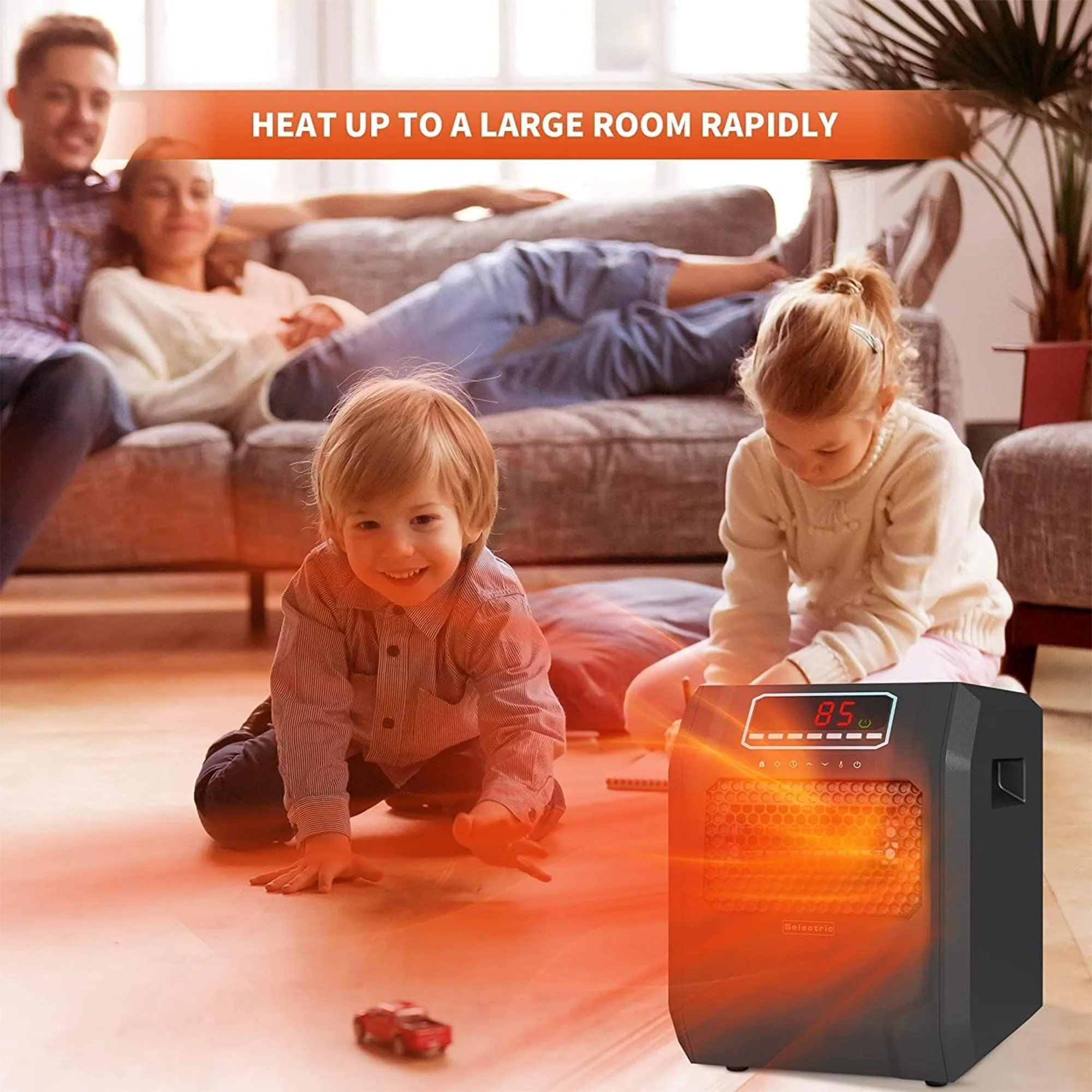 VOLTORB Portable Electric Space Heater w/Remote Control & Fan Only Mode, Black - Image 11