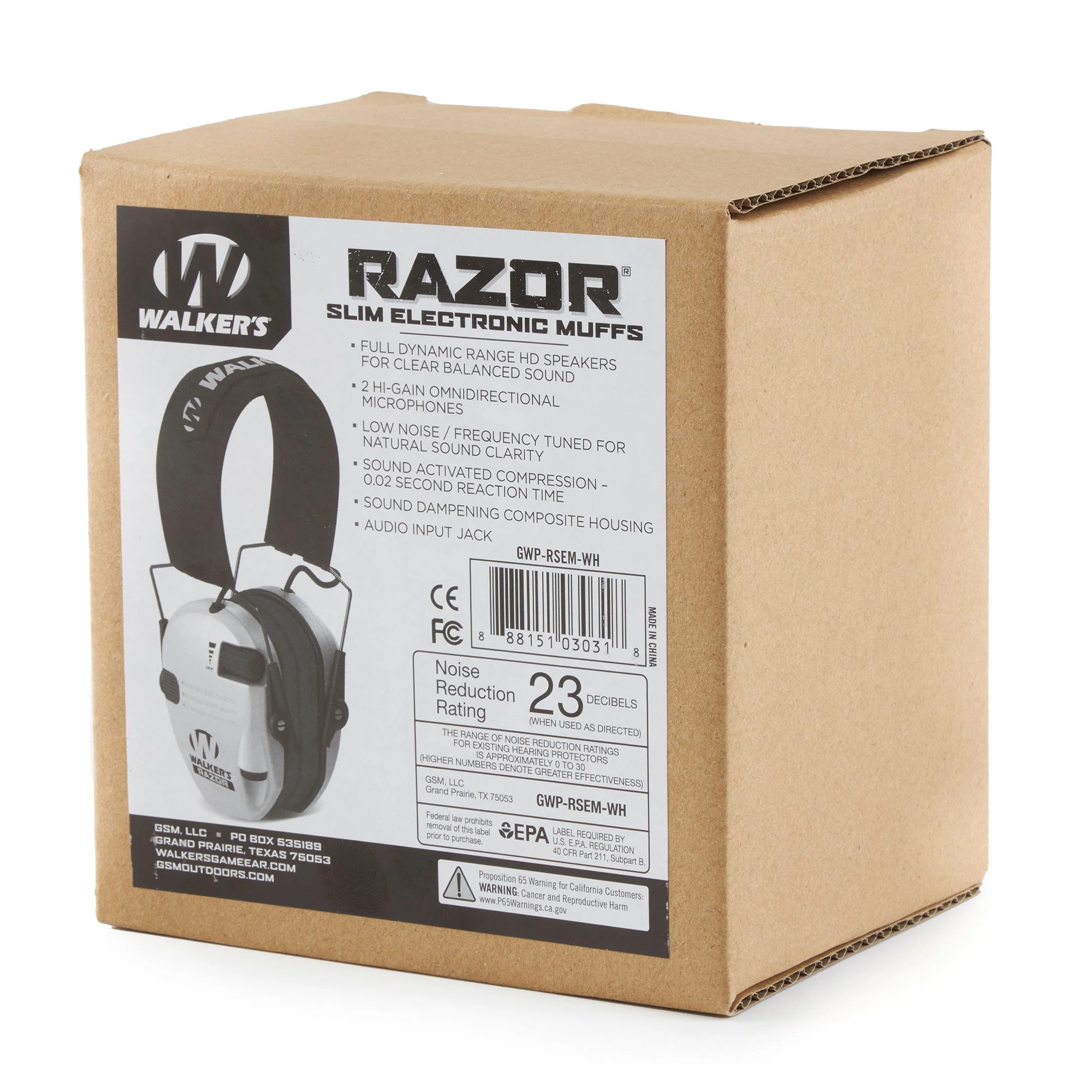 Walker's Razor Slim Shooter Folding Ear Protection Muffs with NRR of 23dB, White - Image 7