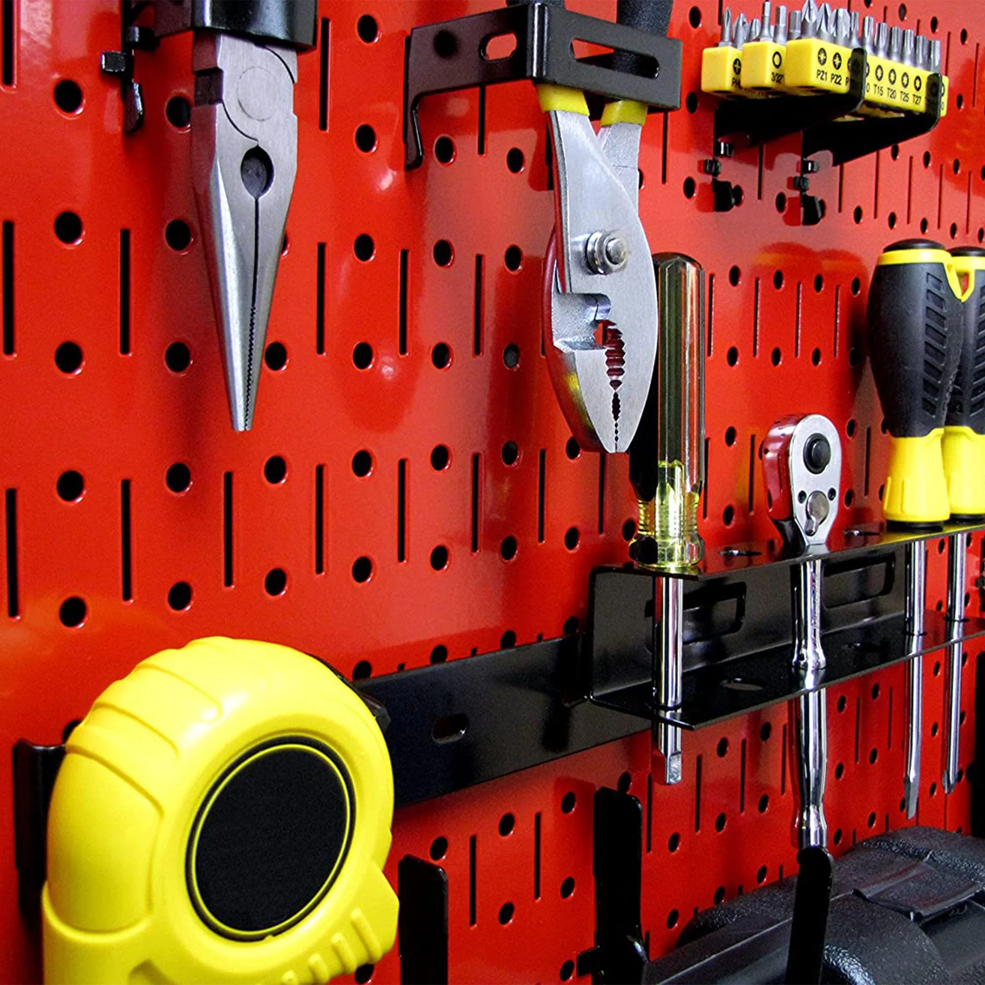 Wall Control 32" x 16" Horizontal Pegboard Garage Tool Organizer, Red (2 Pack) - Image 9
