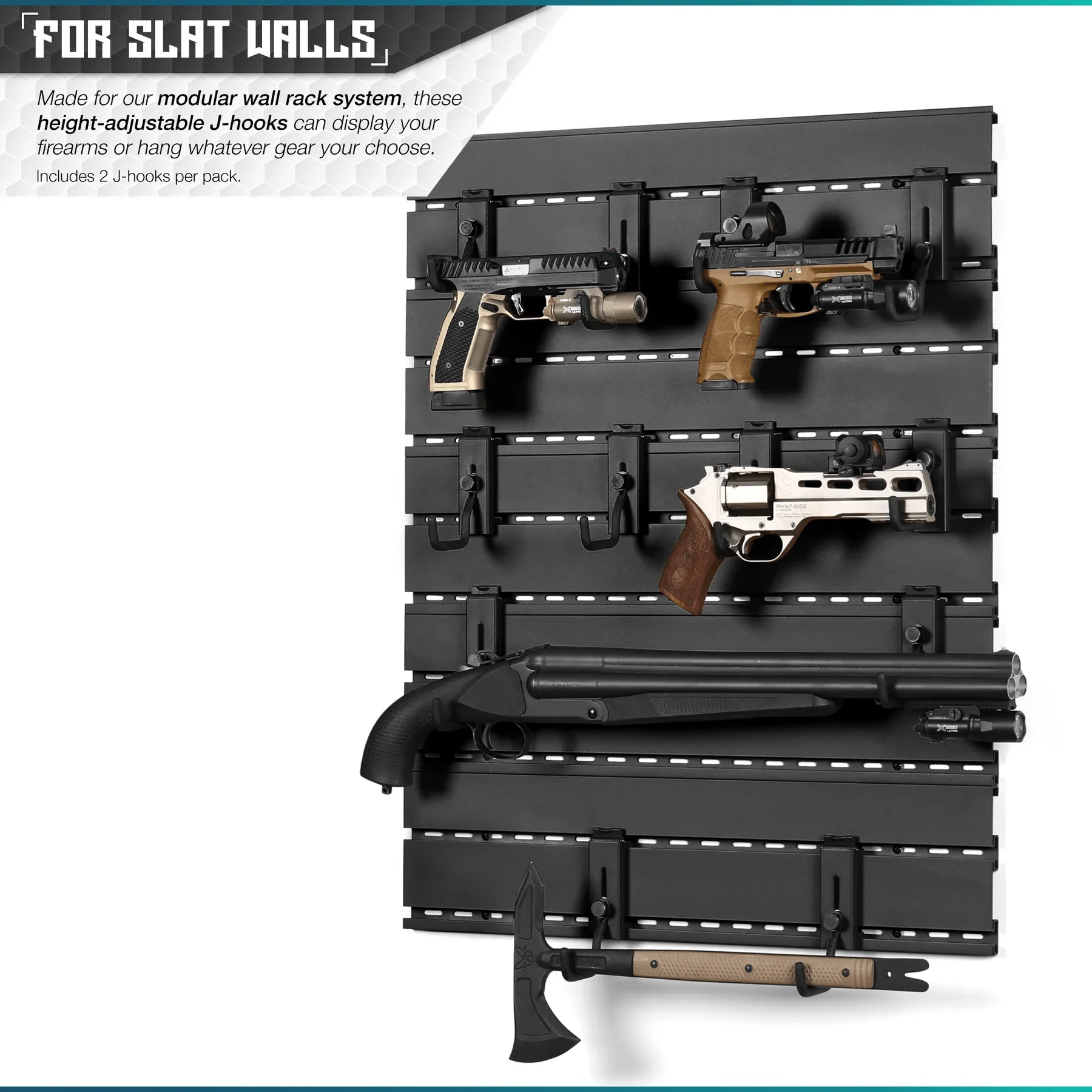 Wall Rack System - Adjustable J-Hooks (2 Pack, 2 Sizes) - Image 3