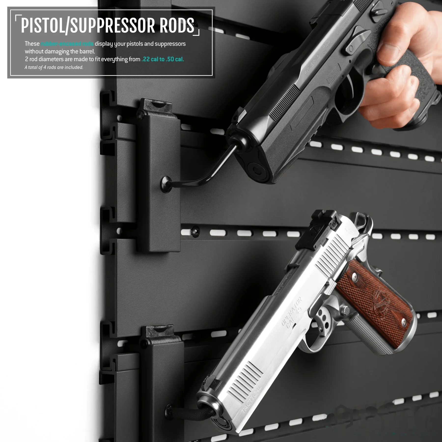 Wall Rack System - Adjustable Pistol & Suppressor Rod (2 Pack) - Image 2