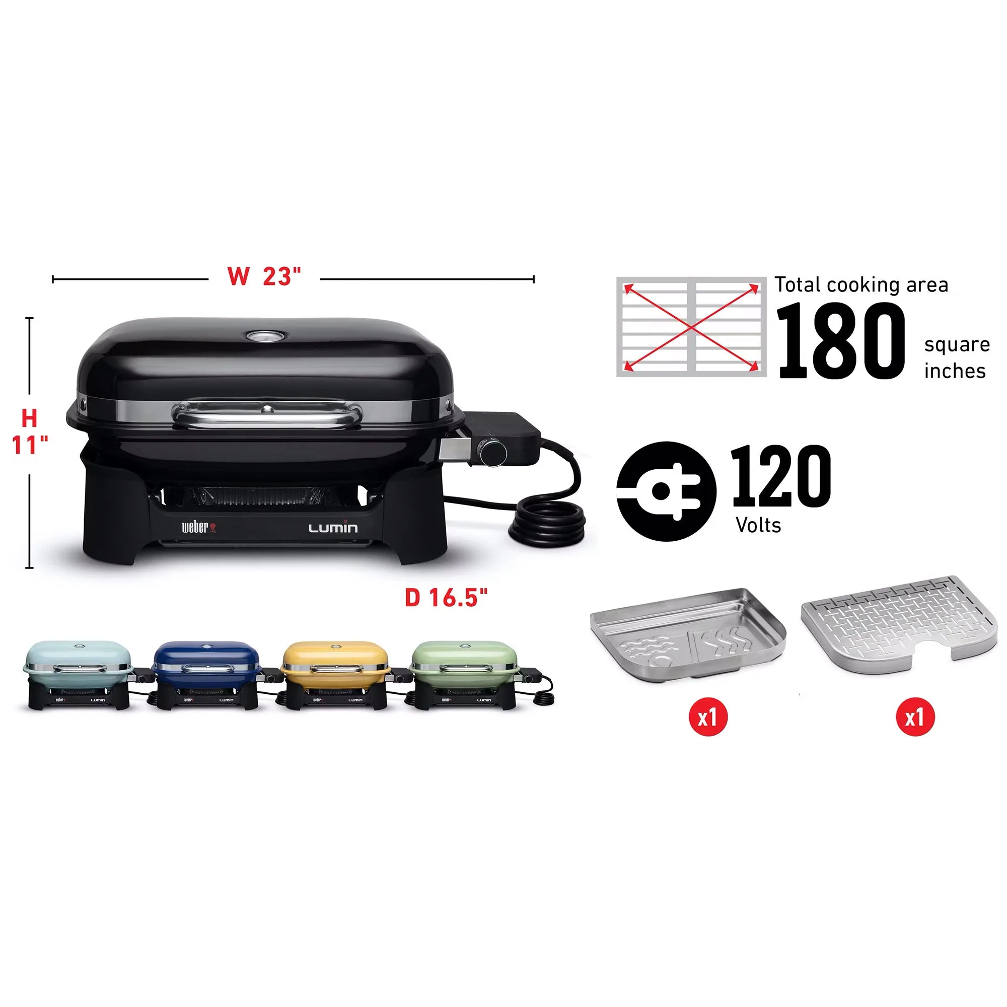 Weber Lumin Compact Portable Indoor Outdoor Electric Steamer Smoker Grill, Black - Image 11